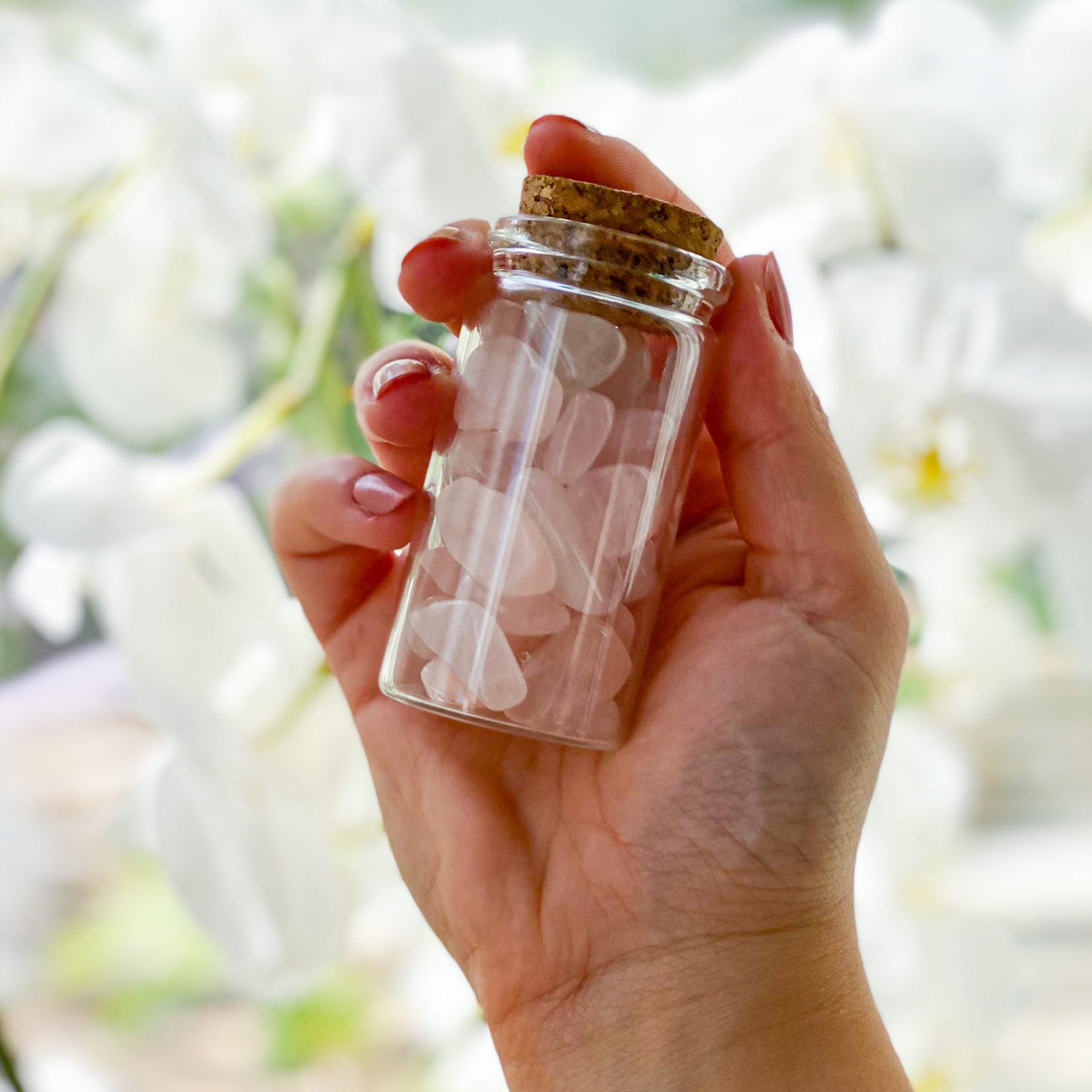 Fiole de quartz rose