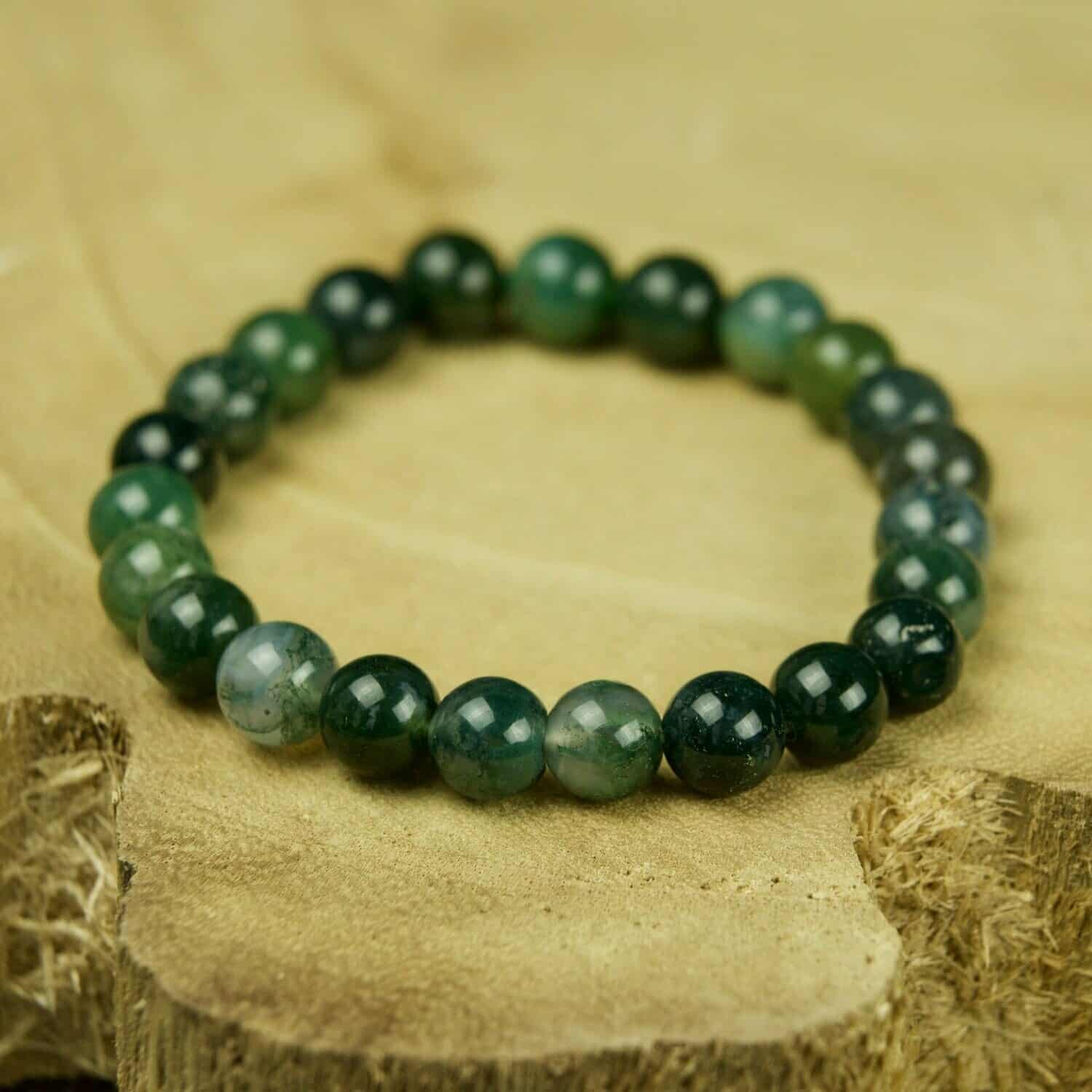 Bracelet boules Agate Mousse