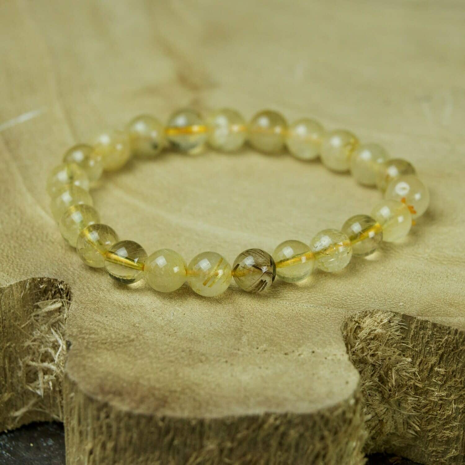 Bracelet Sphères Quartz Rutilé