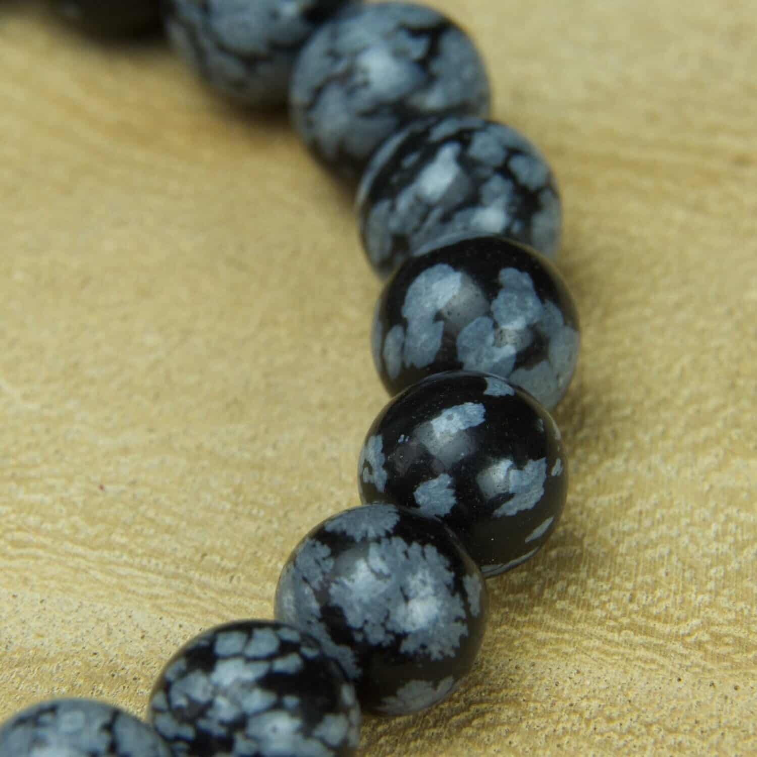 Bracelet Sphères Obsidienne Flocon de Neige