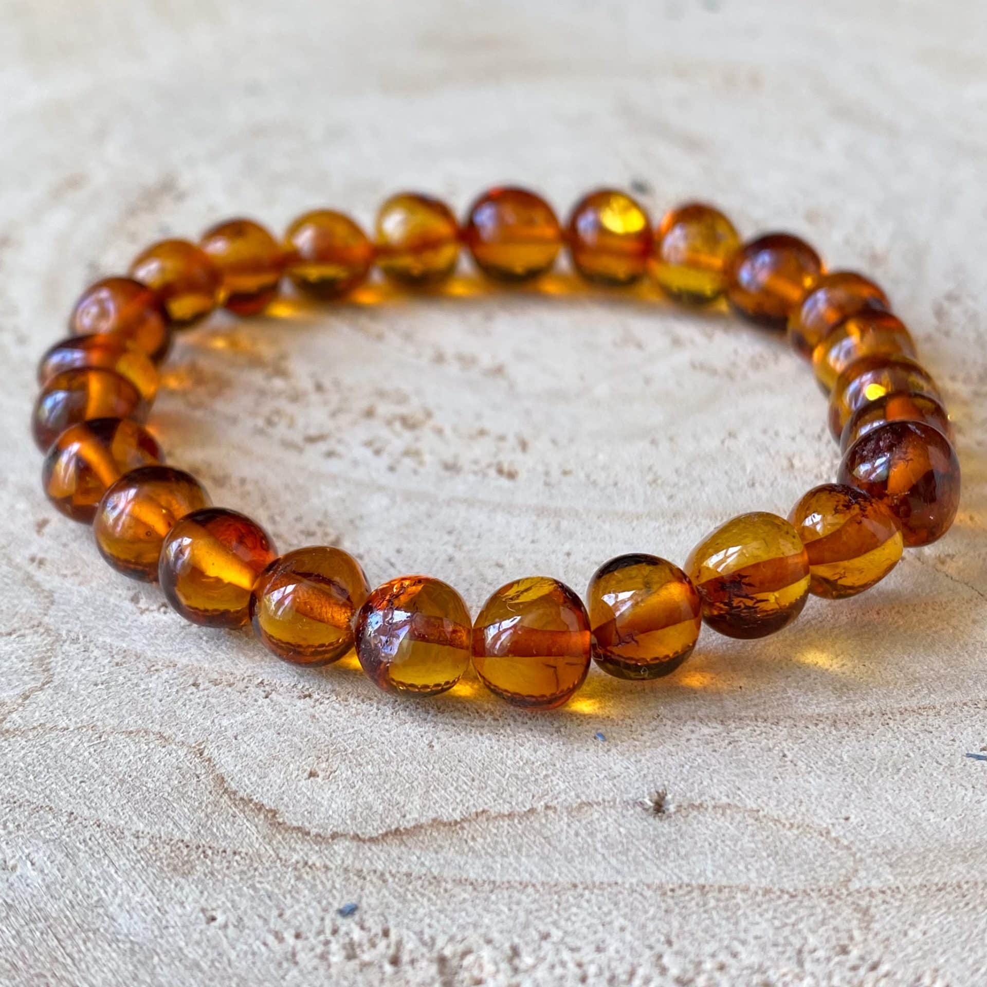 Bracelet boules Ambre Cognac