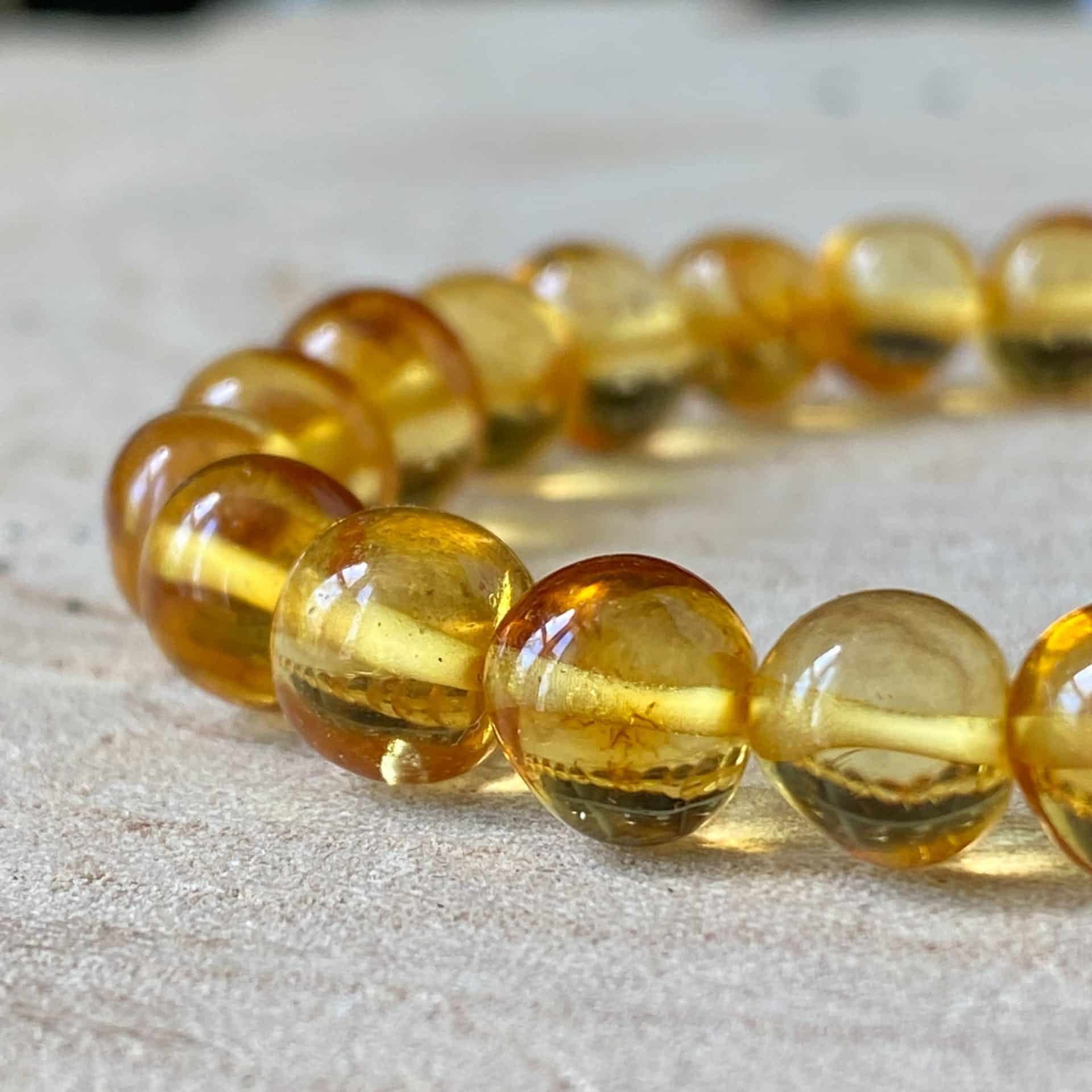 Bracelet Sphères Ambre Jaune