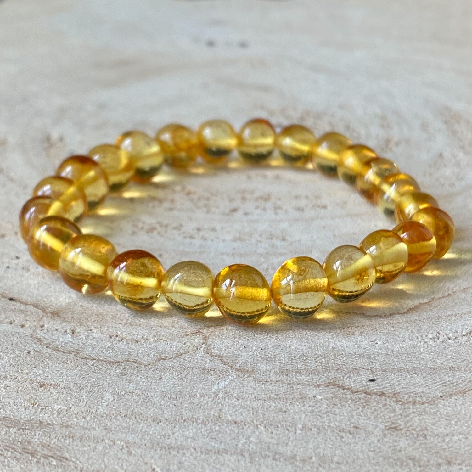 Bracelet boules Ambre Jaune