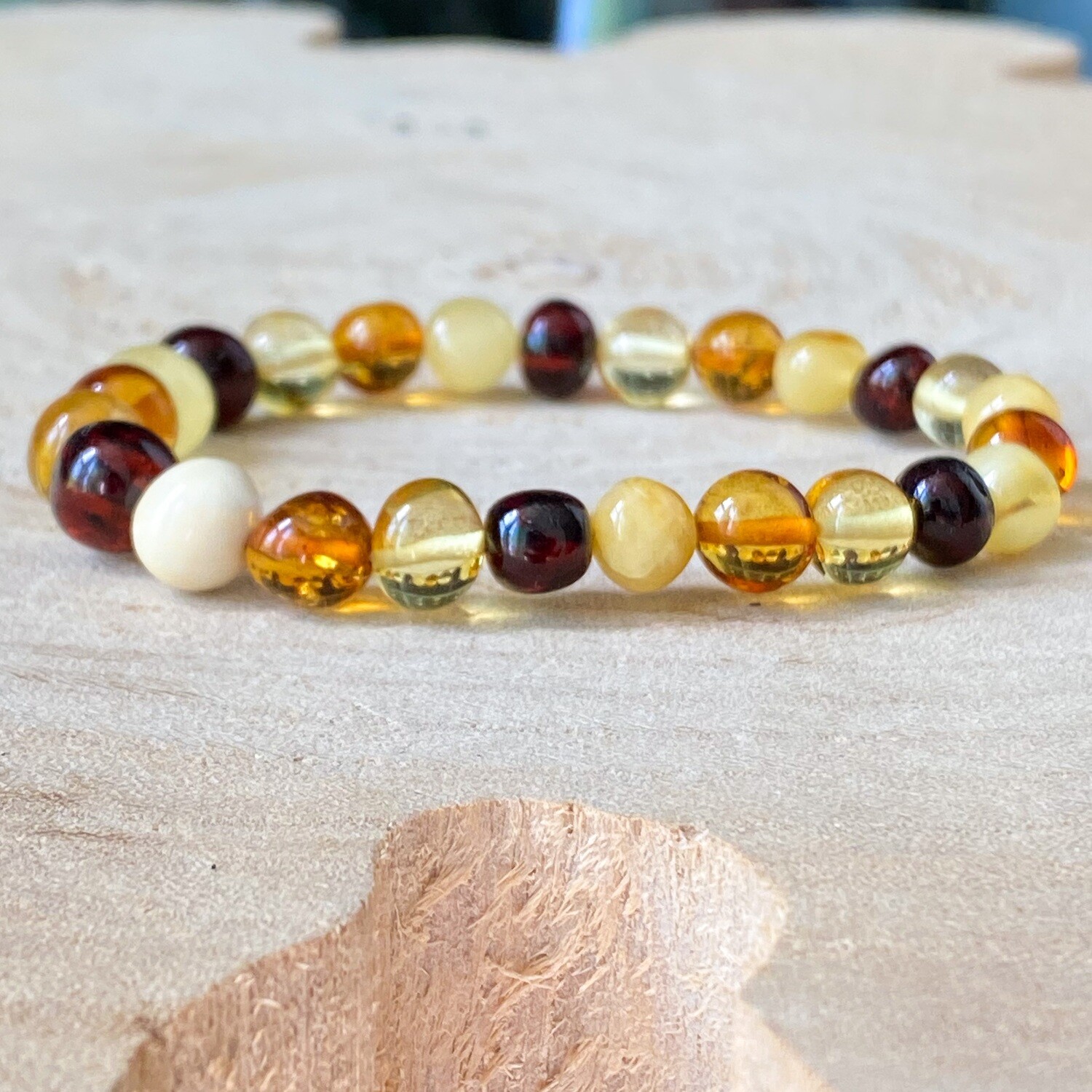 Bracelet boules Ambre Multicolore