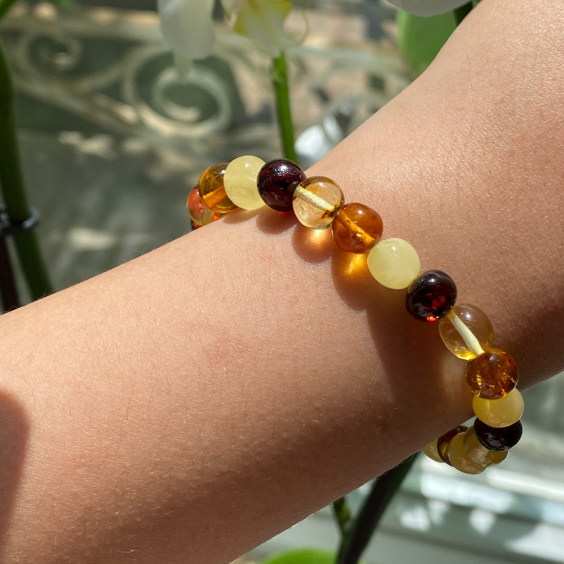 Bracelet boules Ambre Multicolore