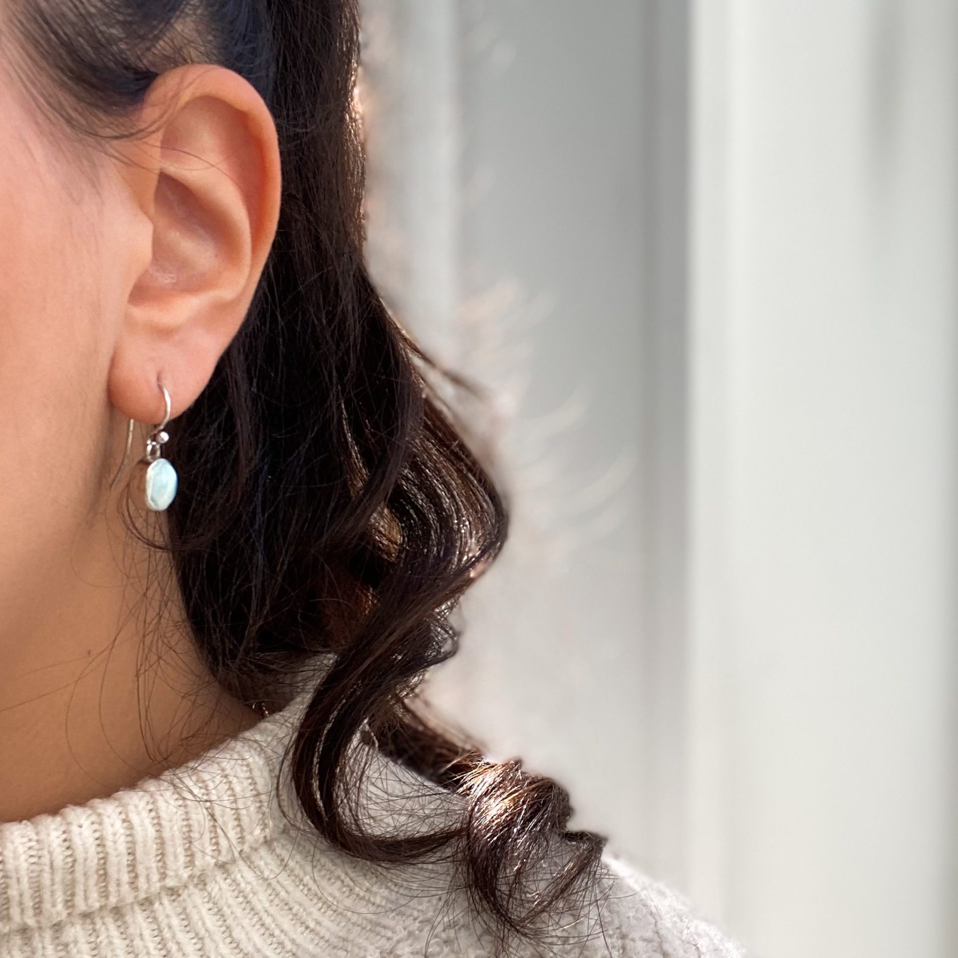 Boucles d'oreilles Larimar Ovales en argent 925 – Image 4