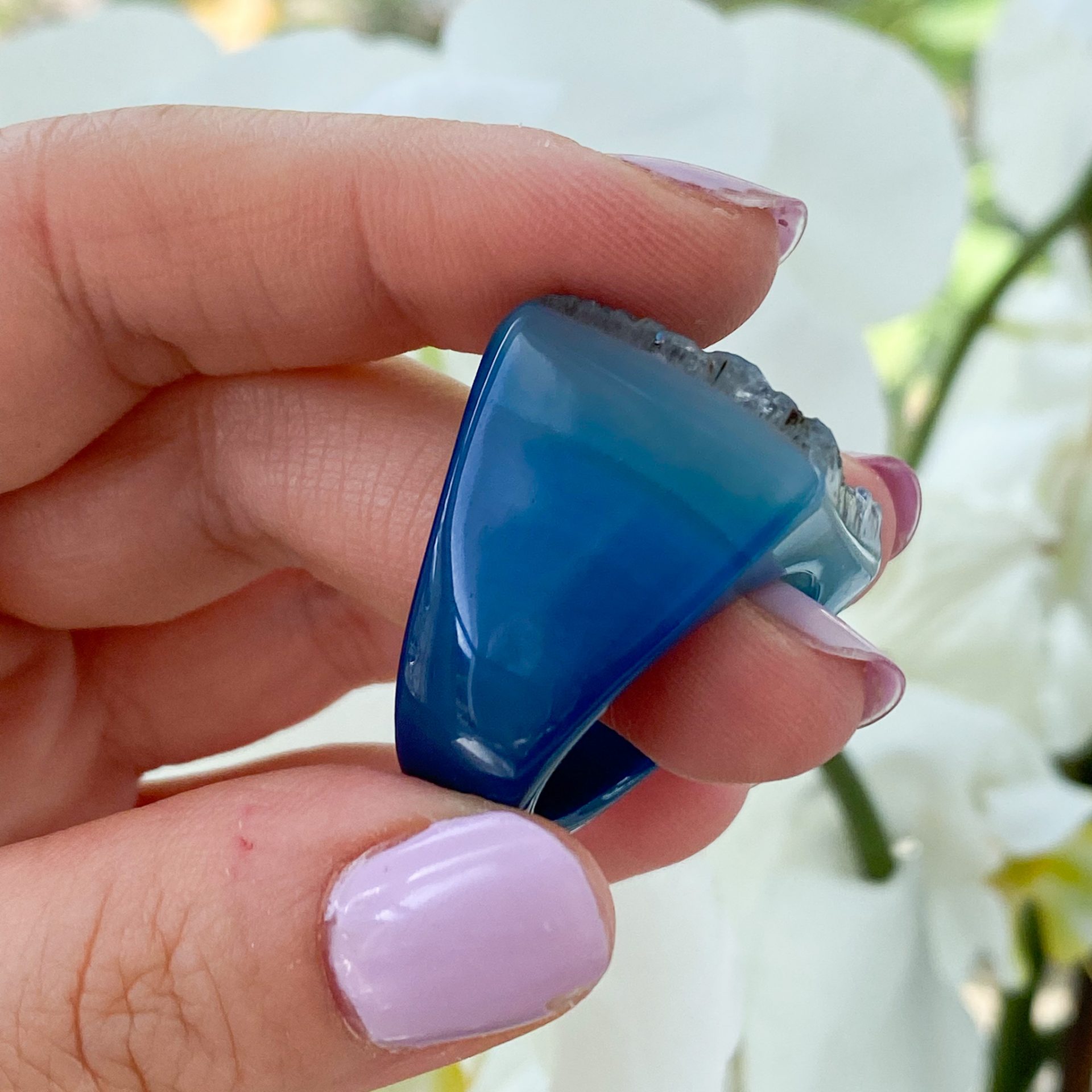 Bague en pierre naturelle teintée et Agate druse