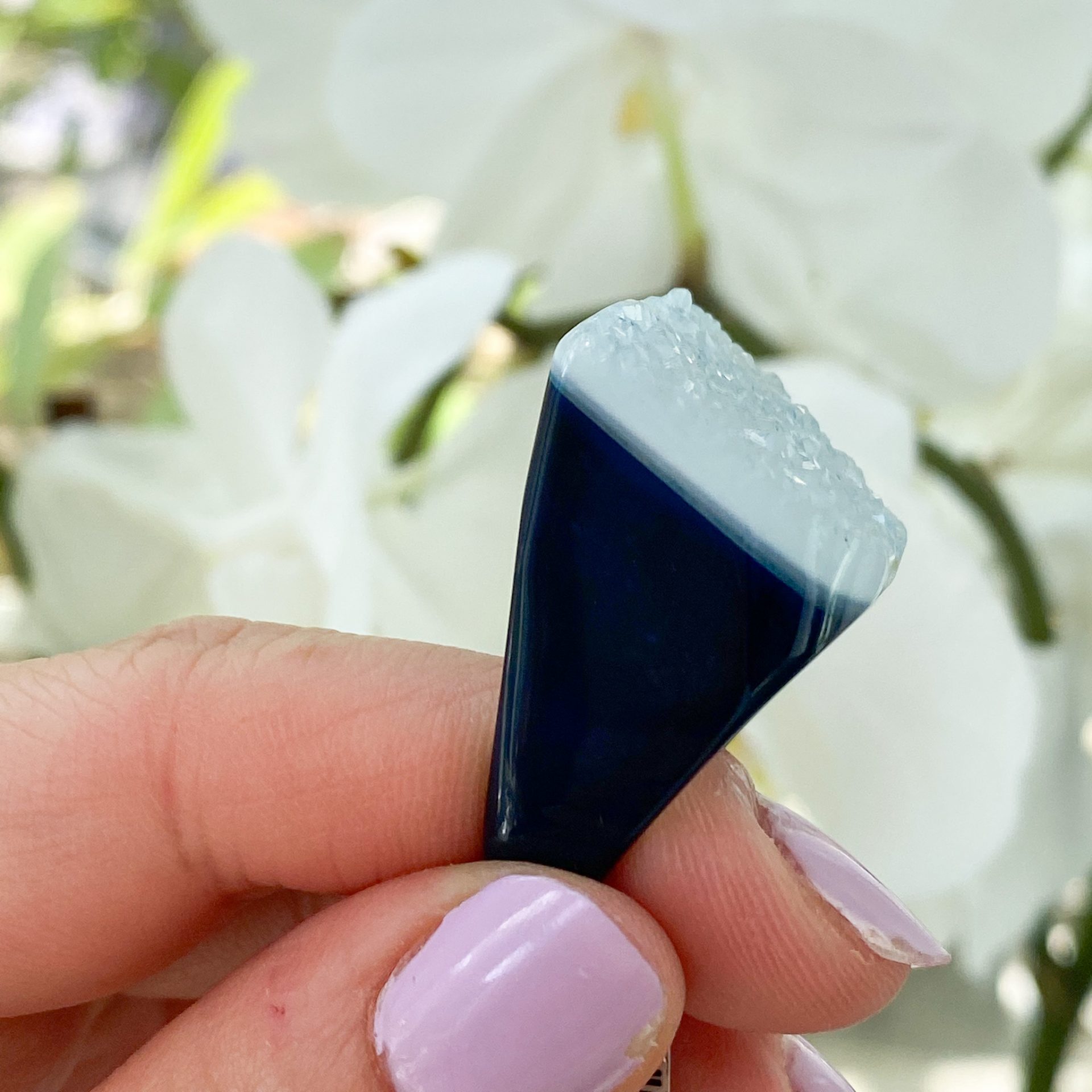 Bague en pierre naturelle teintée et Agate druse