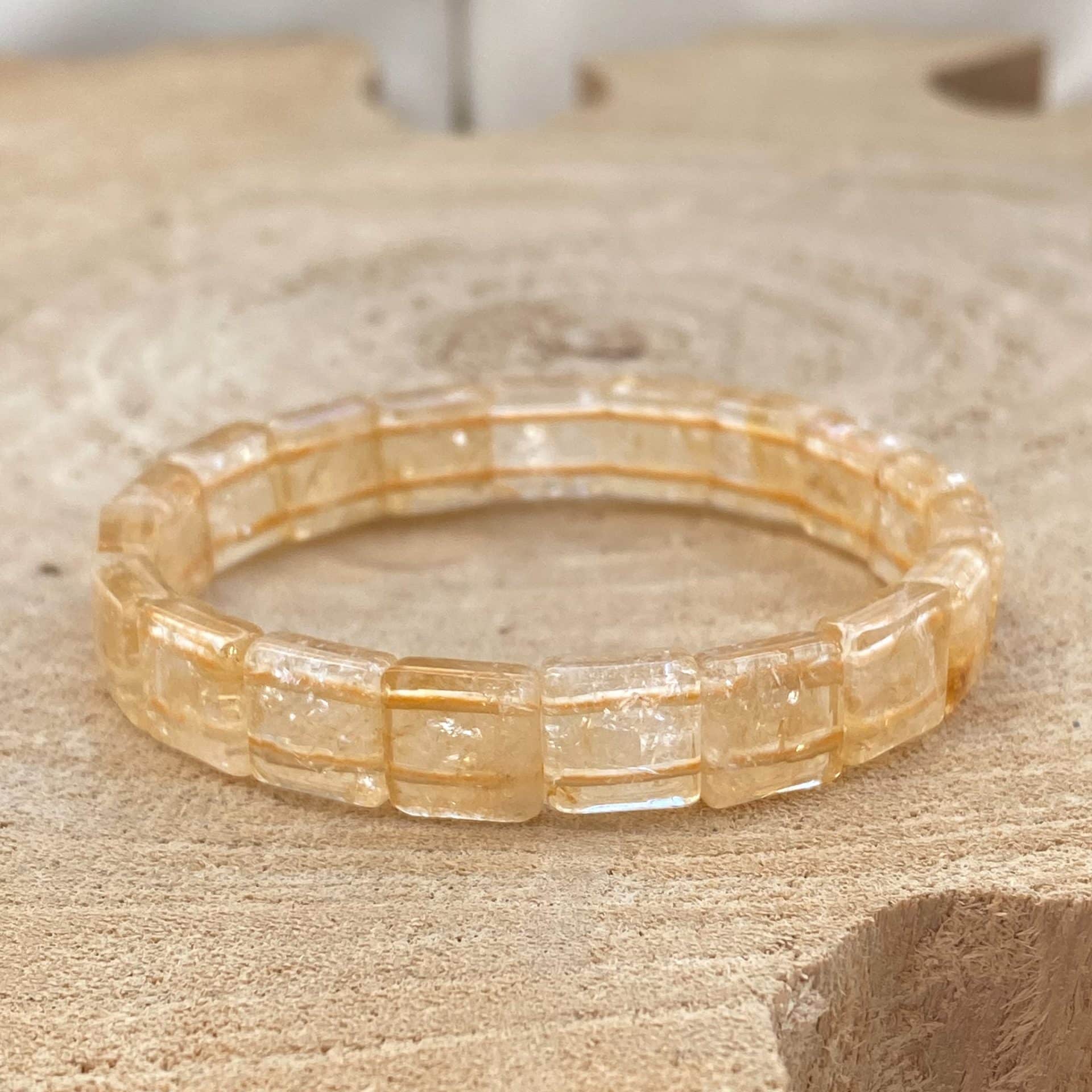 Bracelet en Citrine chauffée taille carrée