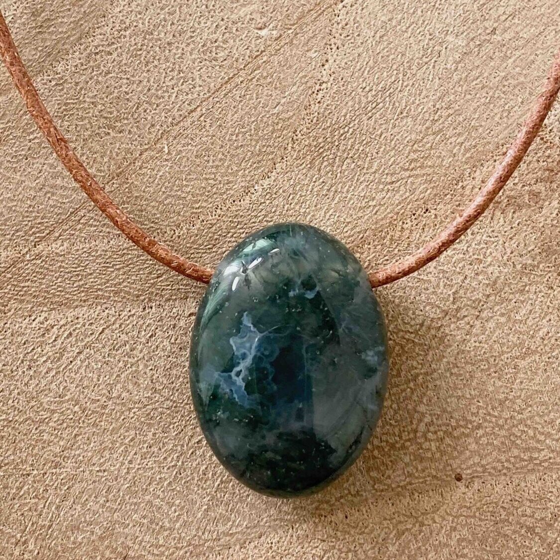 Collier avec Agate mousse roulée