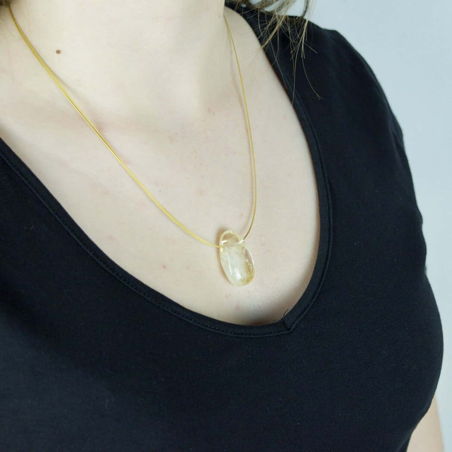 Collier avec Citrine chauffée roulée