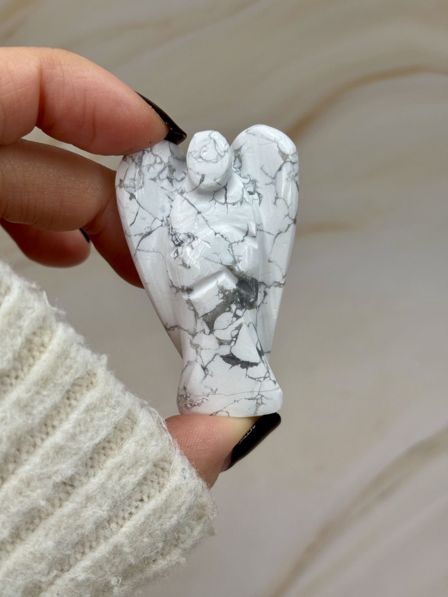 Ange de Poche en Howlite du Zimbabwe AAA