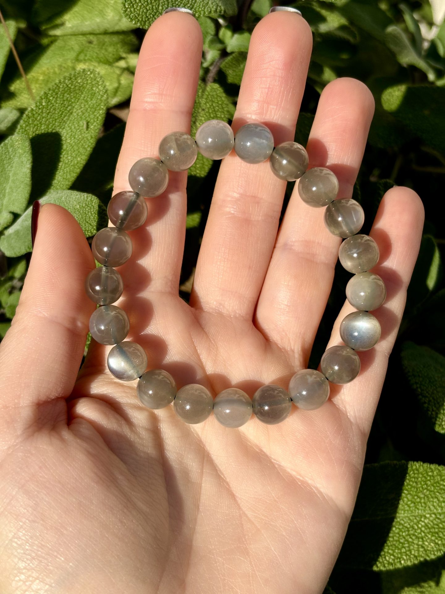 Bracelet Sphères Pierre de Lune Grise AA