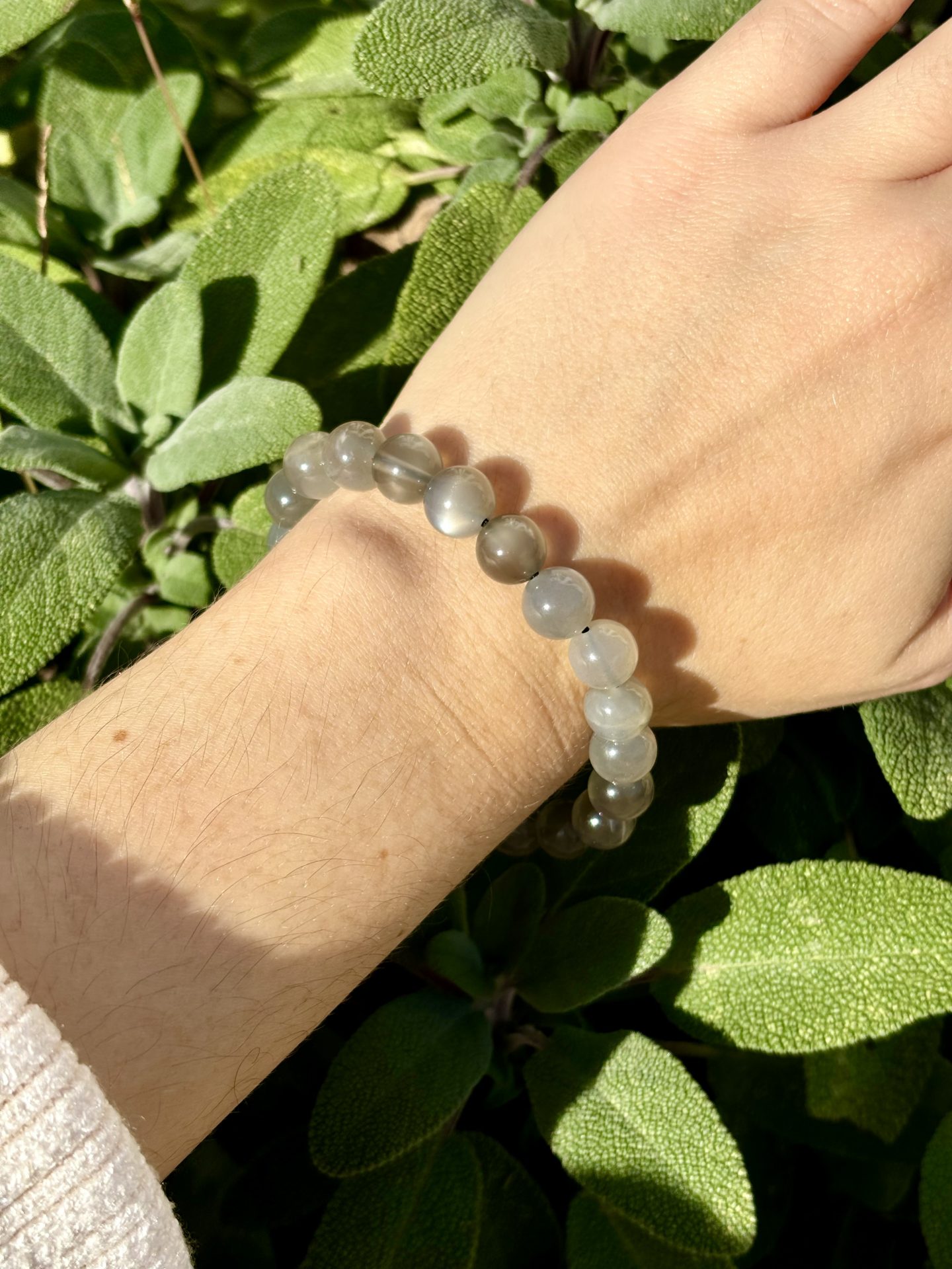 Bracelet Sphères Pierre de Lune Grise AA – Image 4