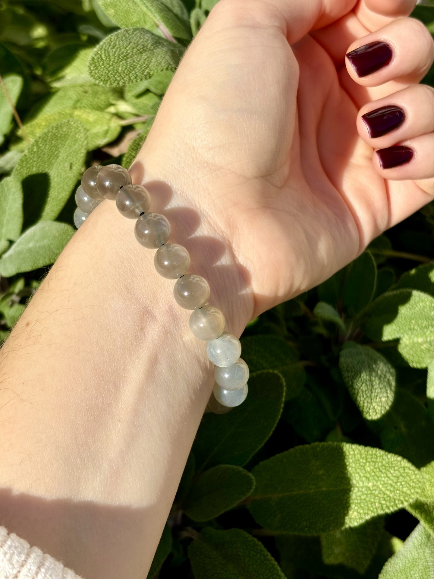 Bracelet Sphères Pierre de Lune Grise AA – Image 5