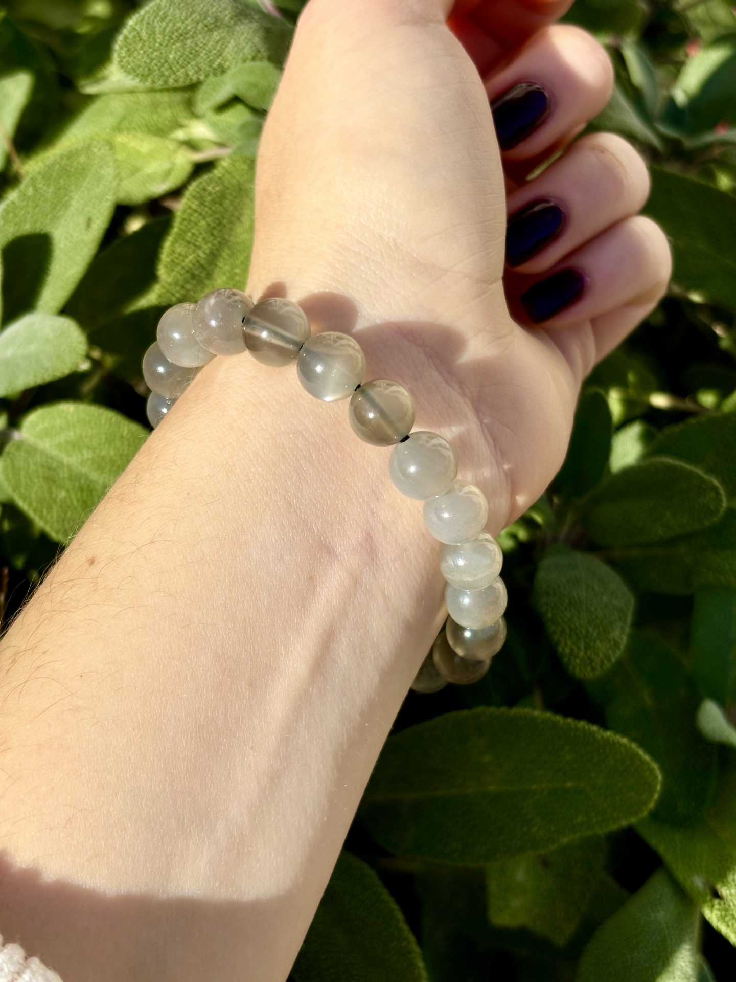 Bracelet Sphères Pierre de Lune Grise AA – Image 3