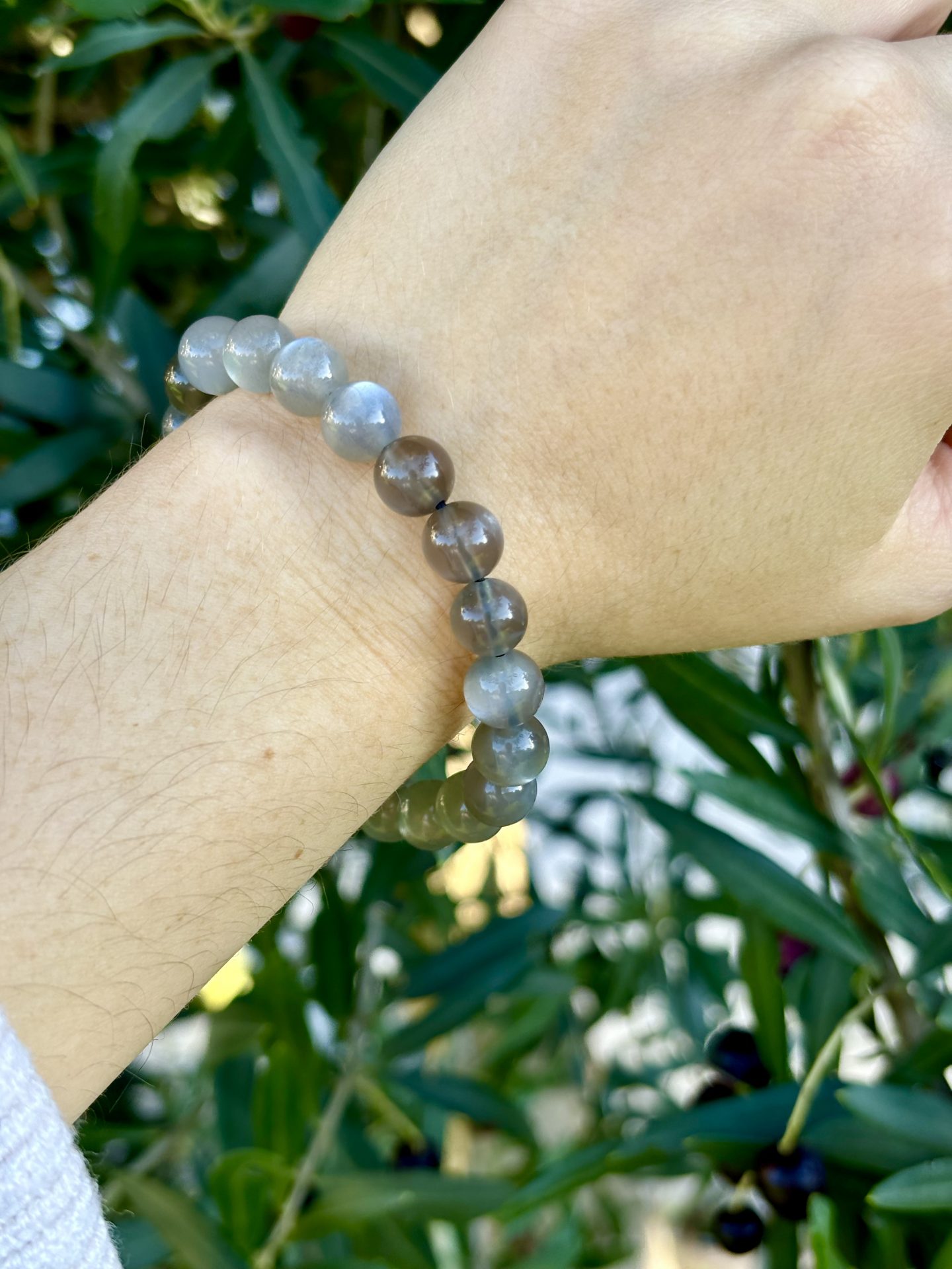 Bracelet Sphères Pierre de Lune Grise AA – Image 8