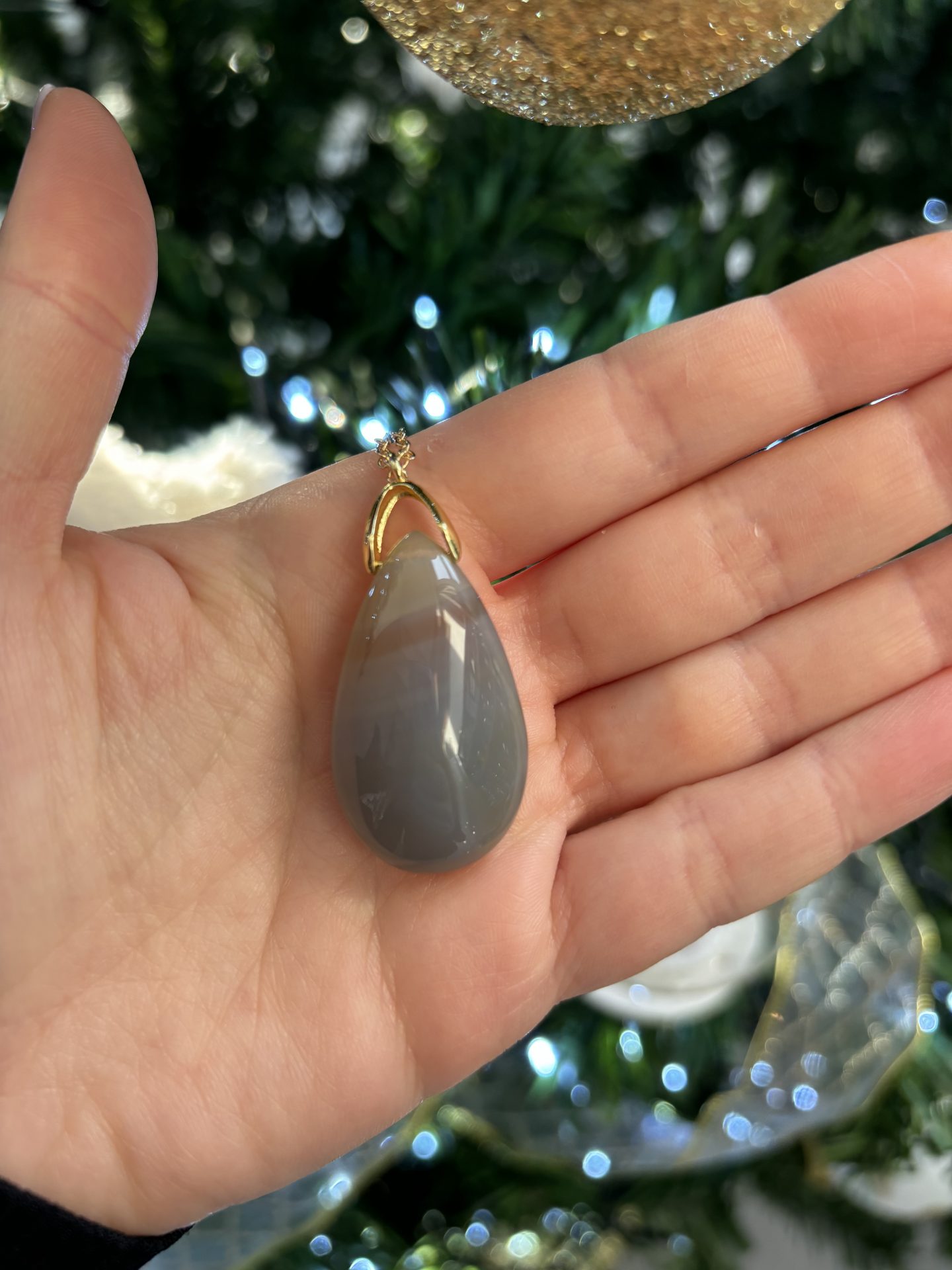 Pendentif Goutte Sautoir Agate Botswana A+