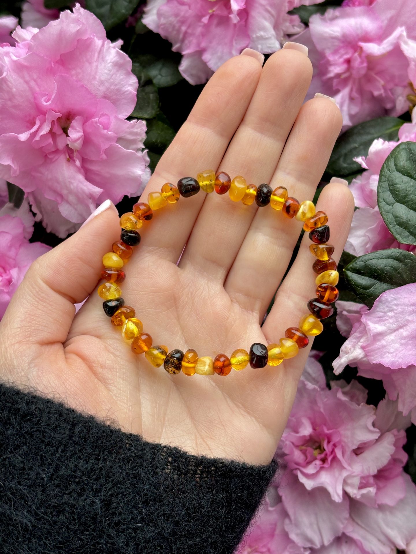 Bracelet Galets Ambre Multicolore