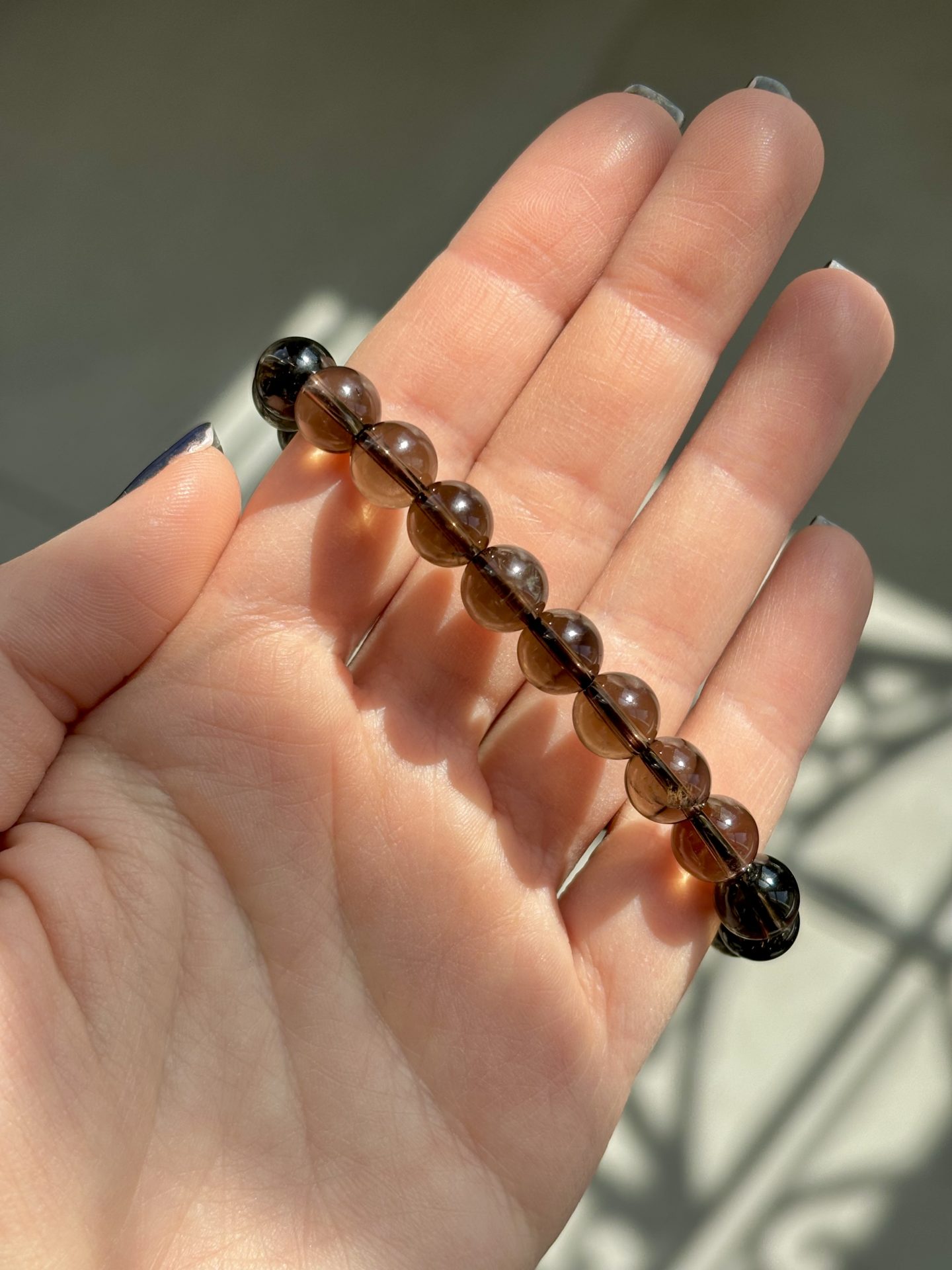 Bracelet Sphères Quartz Fumé du Brésil AA