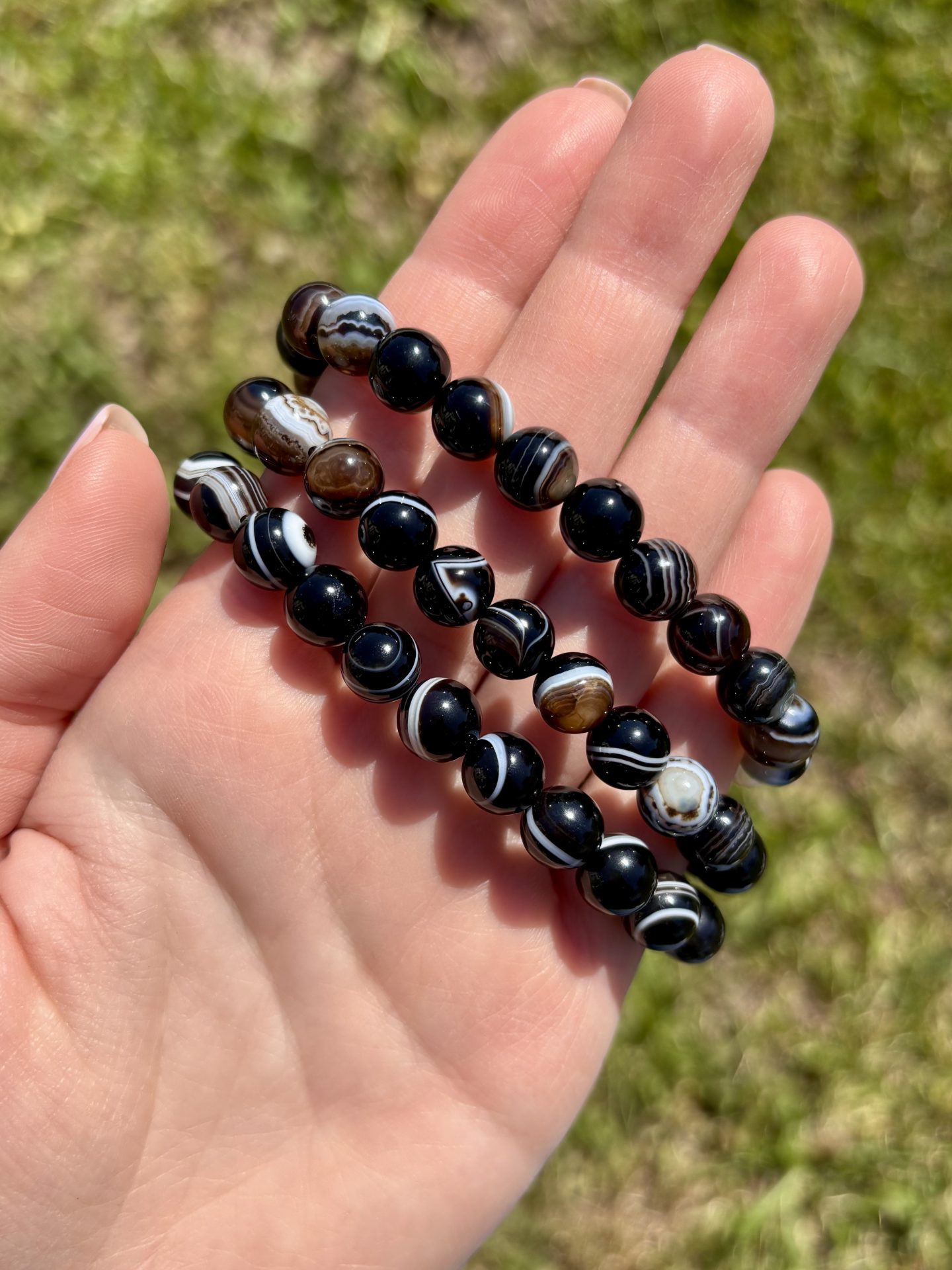 Bracelet Sphères Agate Oeil Noir AAA – Image 3