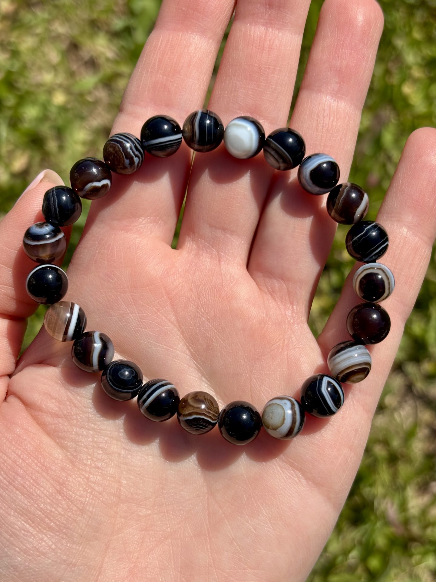 Bracelet Sphères Agate Oeil Noir AAA