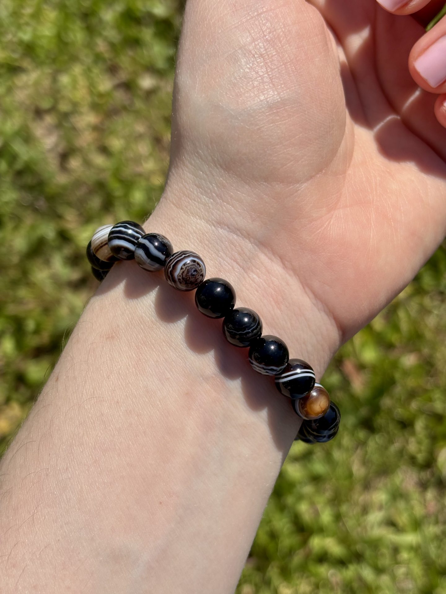 Bracelet Sphères Agate Oeil Noir AAA – Image 8