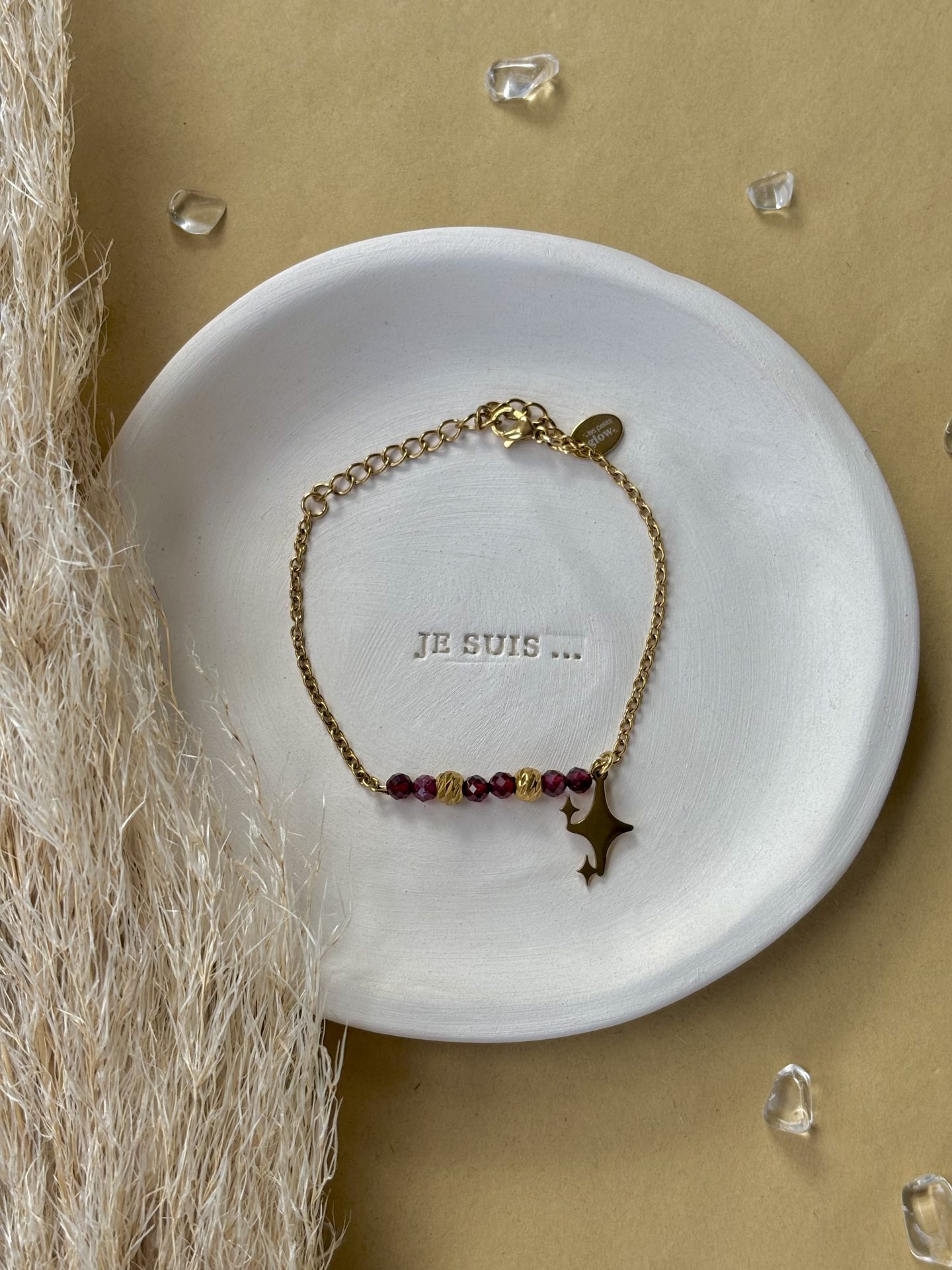Bracelet Facettes Grenat Rouge - VelvetGlow