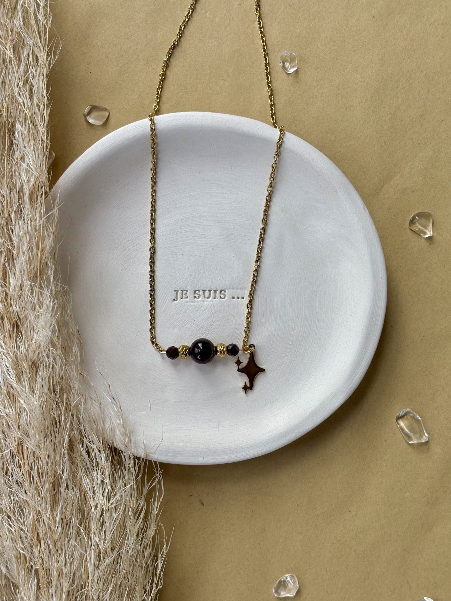 Collier Sphère Grenat Rouge - VelvetGlow