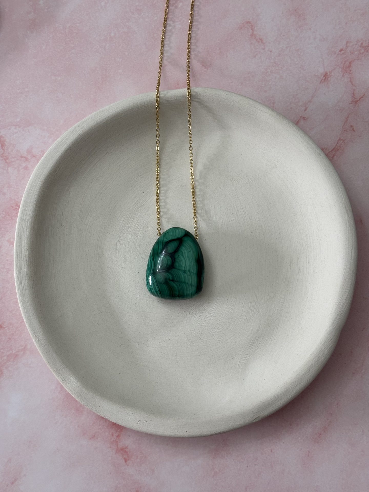 Collier Cabochon Malachite Foncée du Congo AAA - Capsule Noël (Édition Limitée)