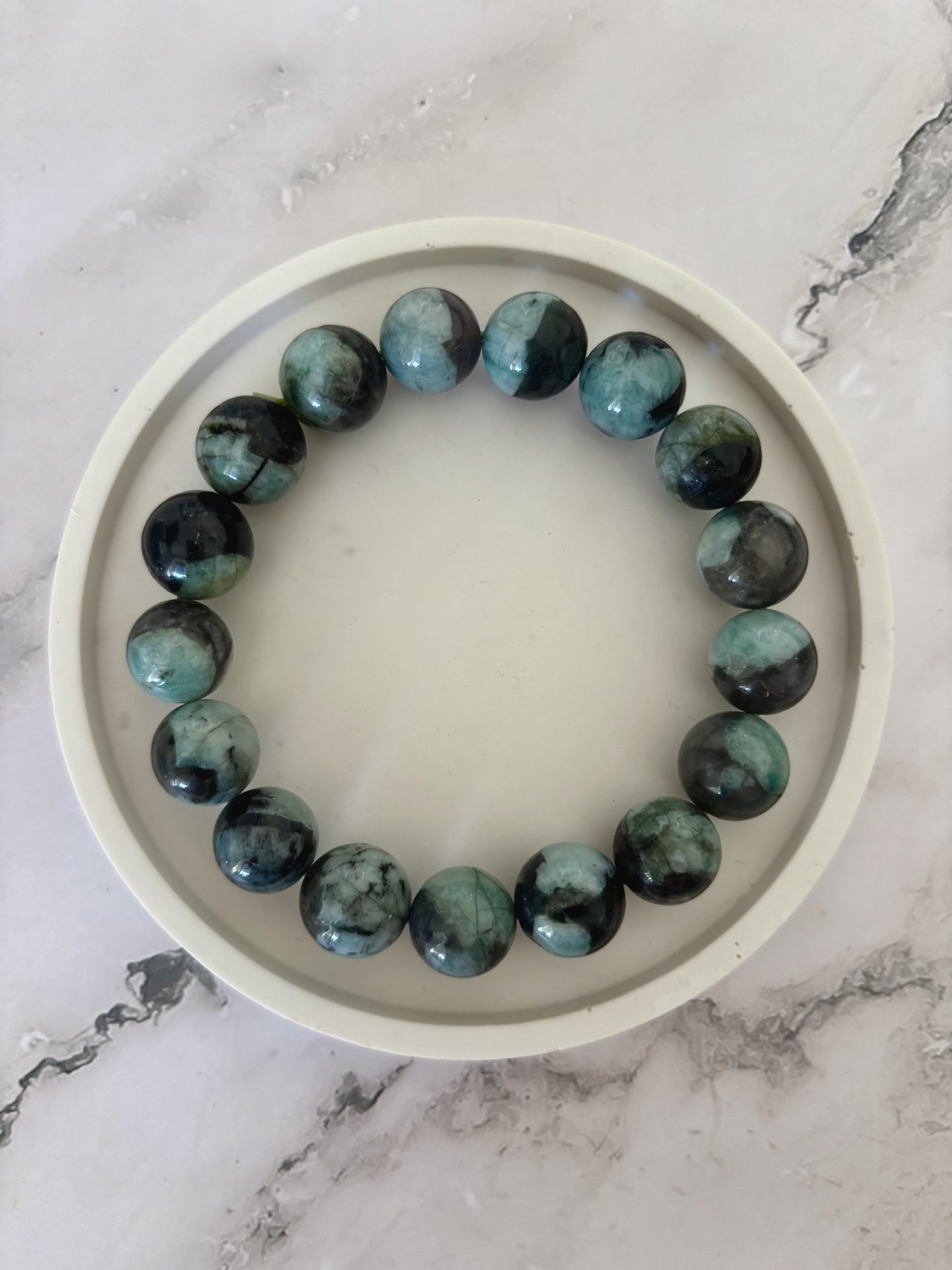 Bracelet Sphères Emeraude 12 mm AA