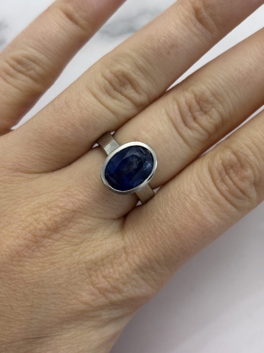 Bague Argent 925 Solitaire Cyanite Ovale - OFFRE SPECIALE – Image 4
