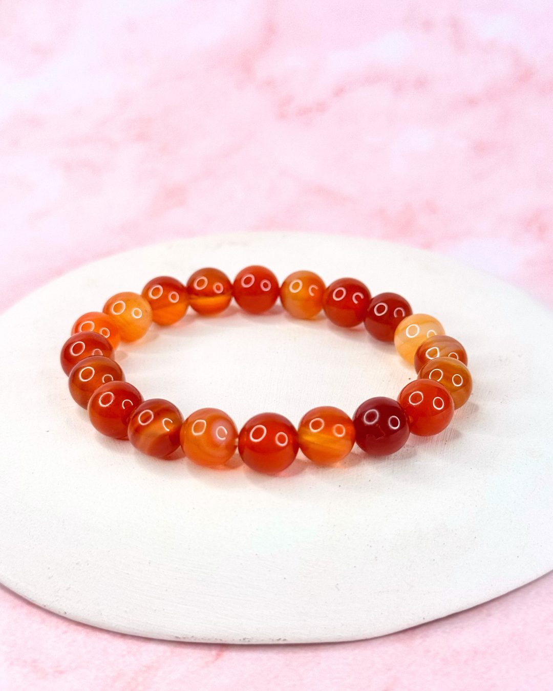 Bracelet Sphères Agate Rouge Bandée A