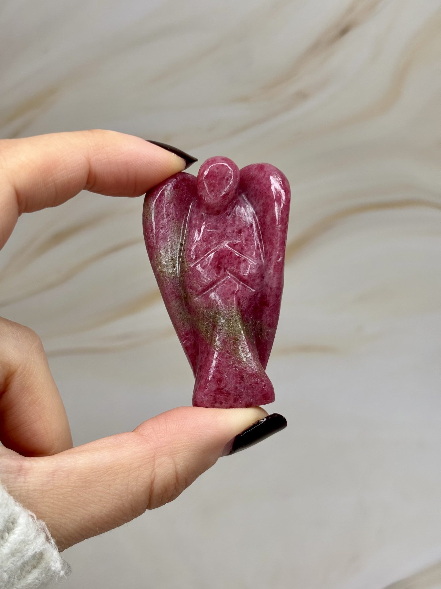 Ange de Poche en Rhodonite de Madagascar AAA