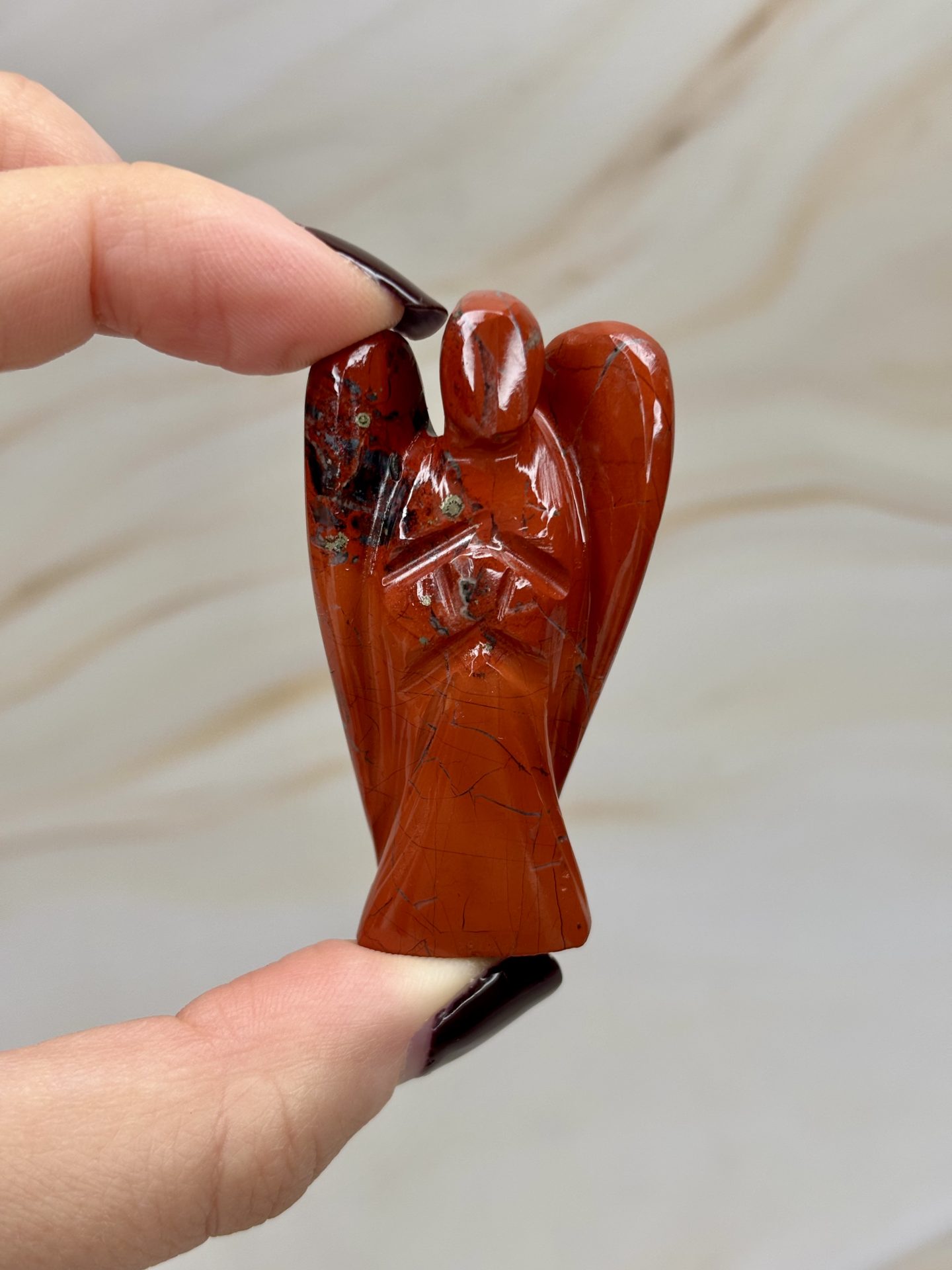 Ange de Poche en Jaspe Rouge d'Afrique du Sud AAA – Image 3