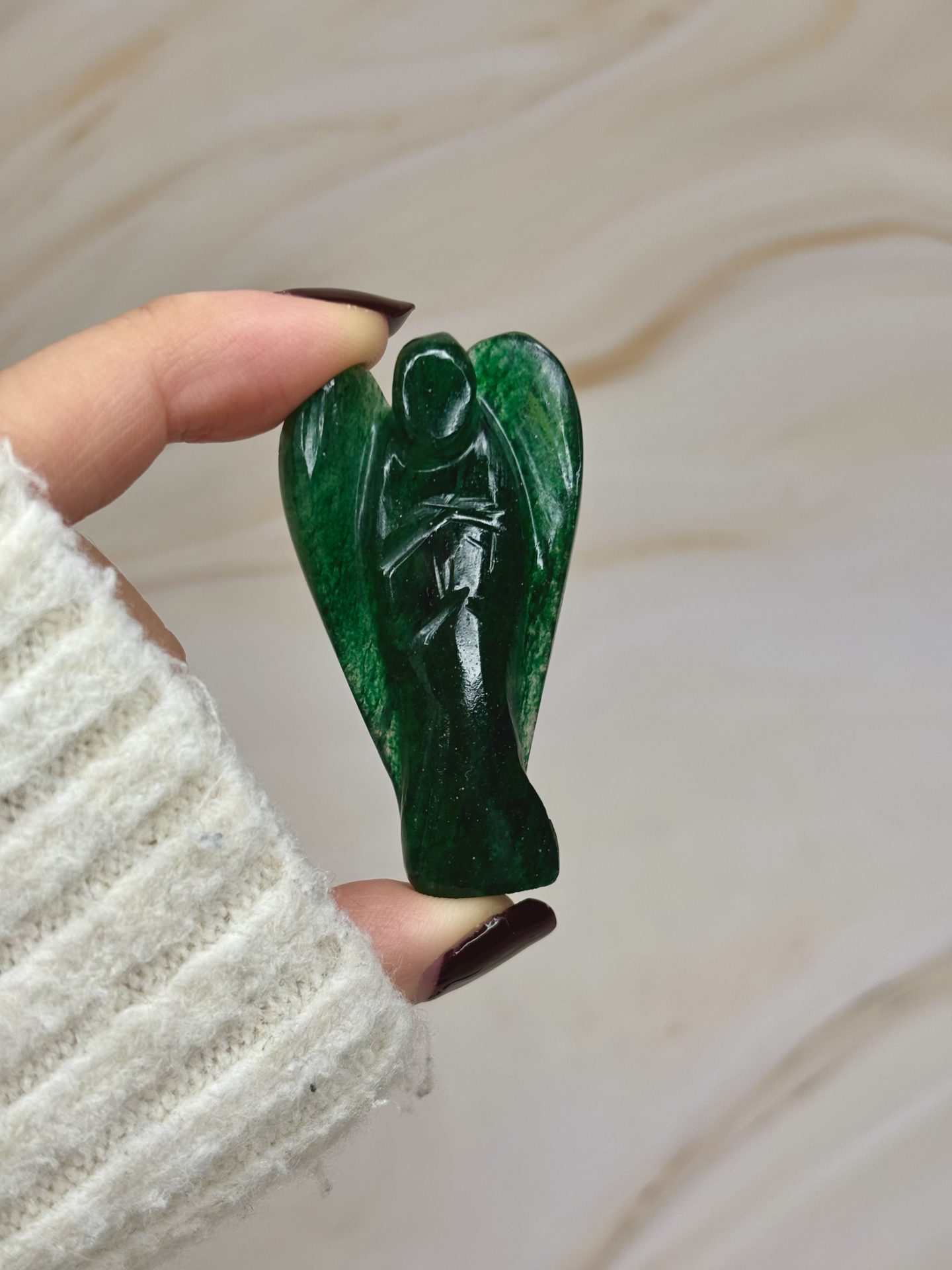 Ange de Poche en Aventurine verte du Zimbabwe AAA – Image 6