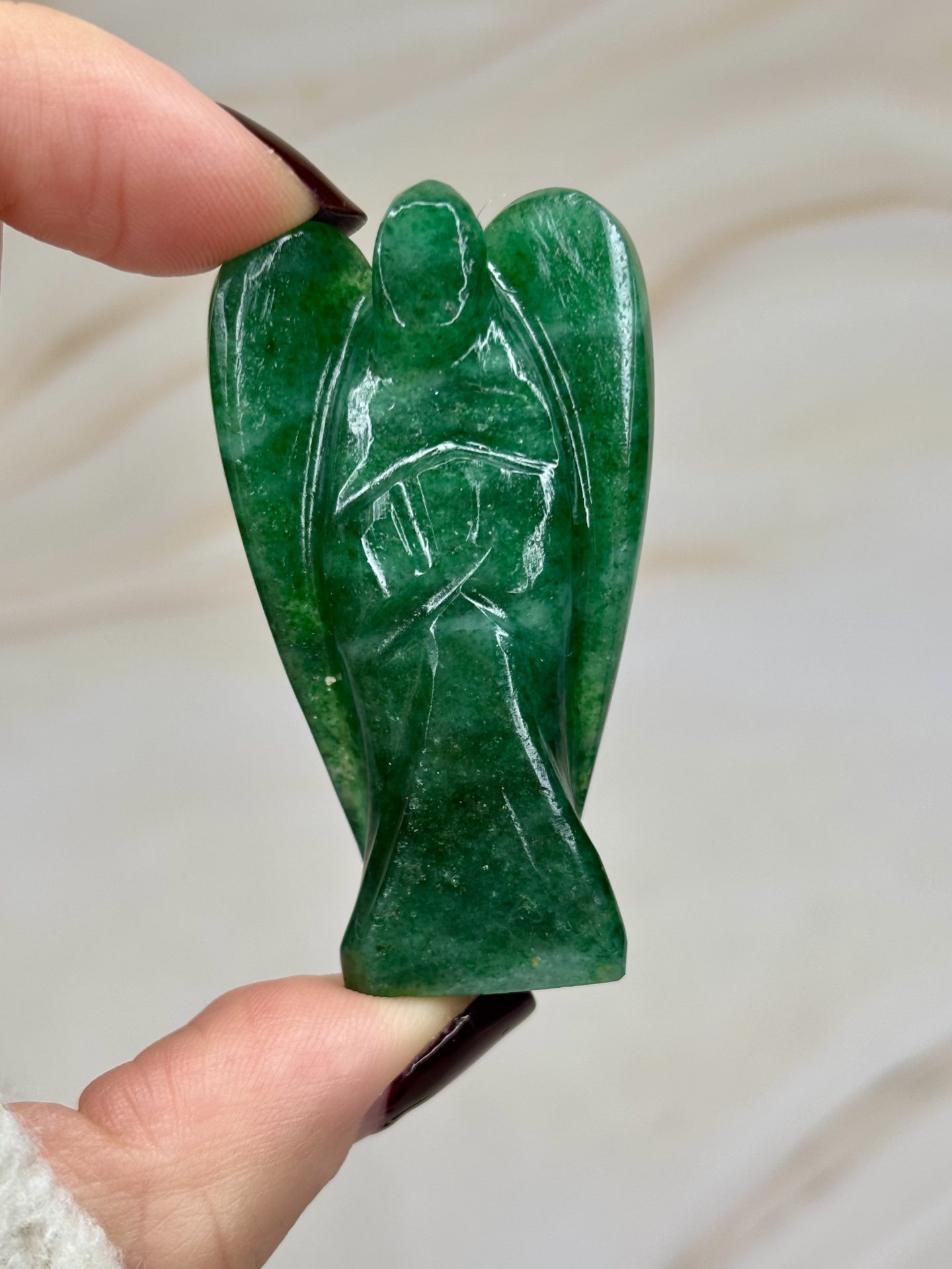 Ange de Poche en Aventurine verte du Zimbabwe AAA