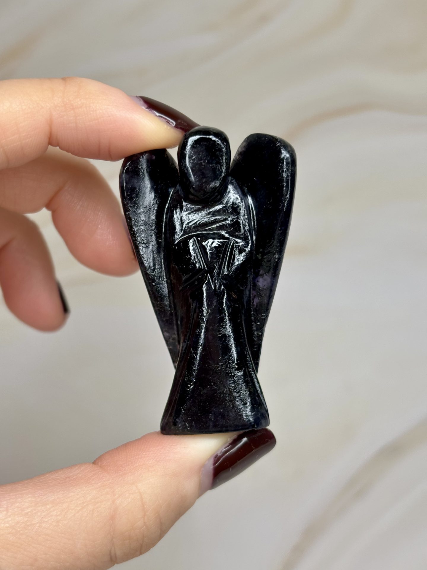 Ange de Poche en Tourmaline Noire du Brésil AAA