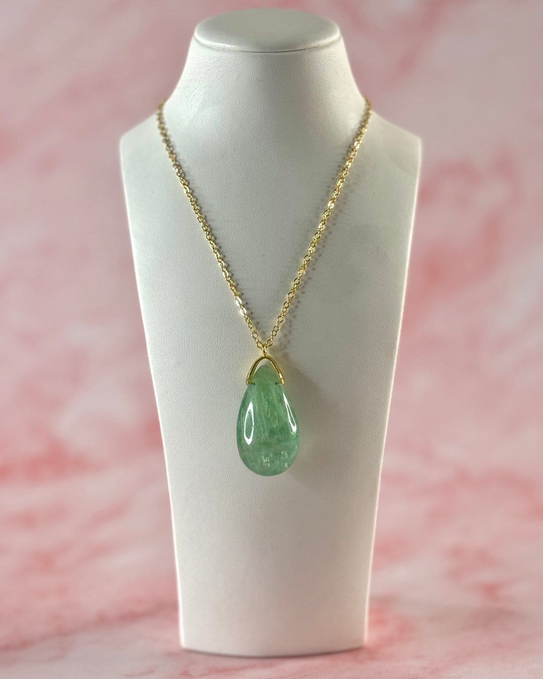 Pendentif Goutte Sautoir Fluorite Verte A+