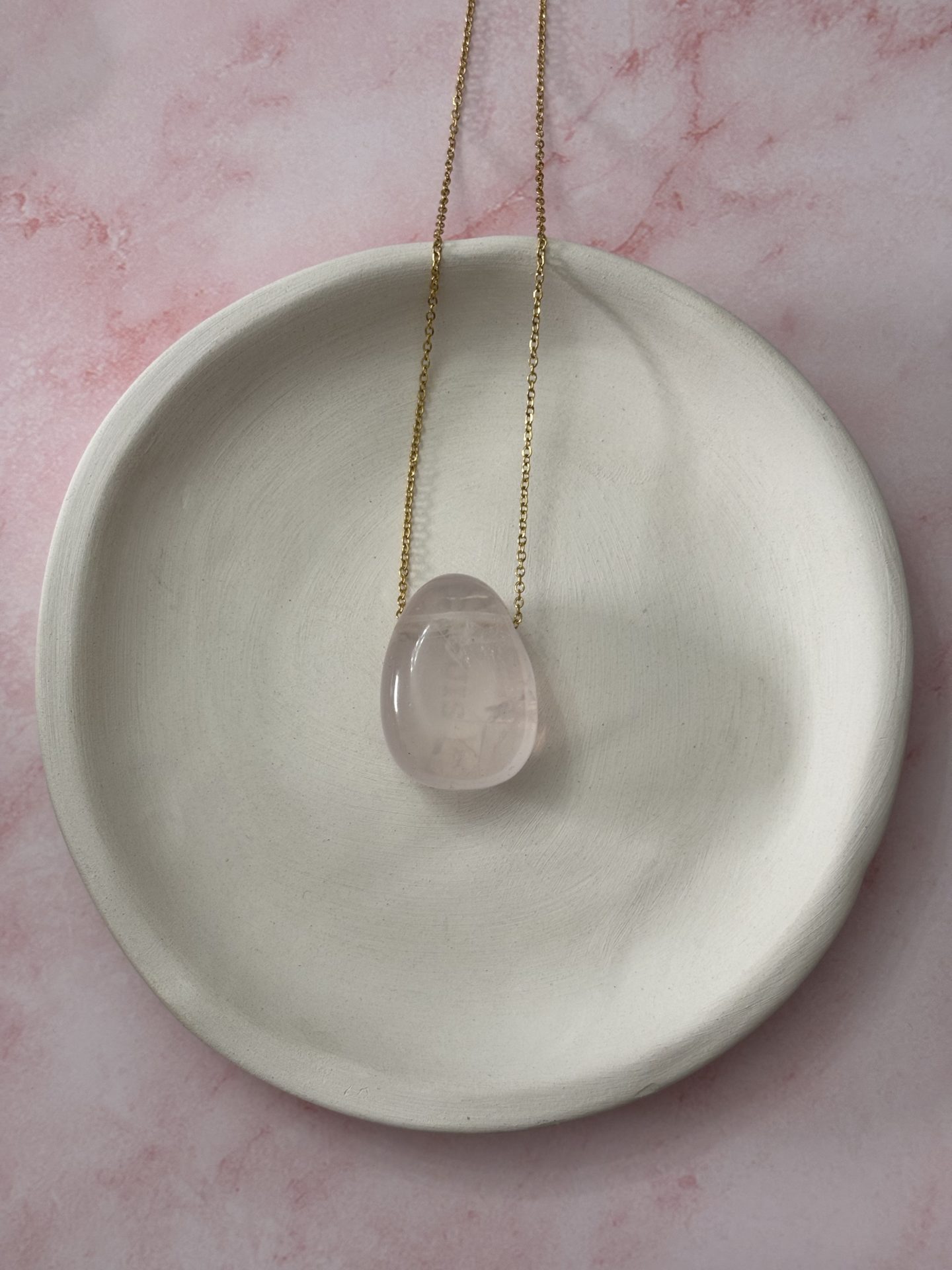 Collier Cabochon Quartz Rose du Brésil AA - Capsule Noël (Édition Limitée)