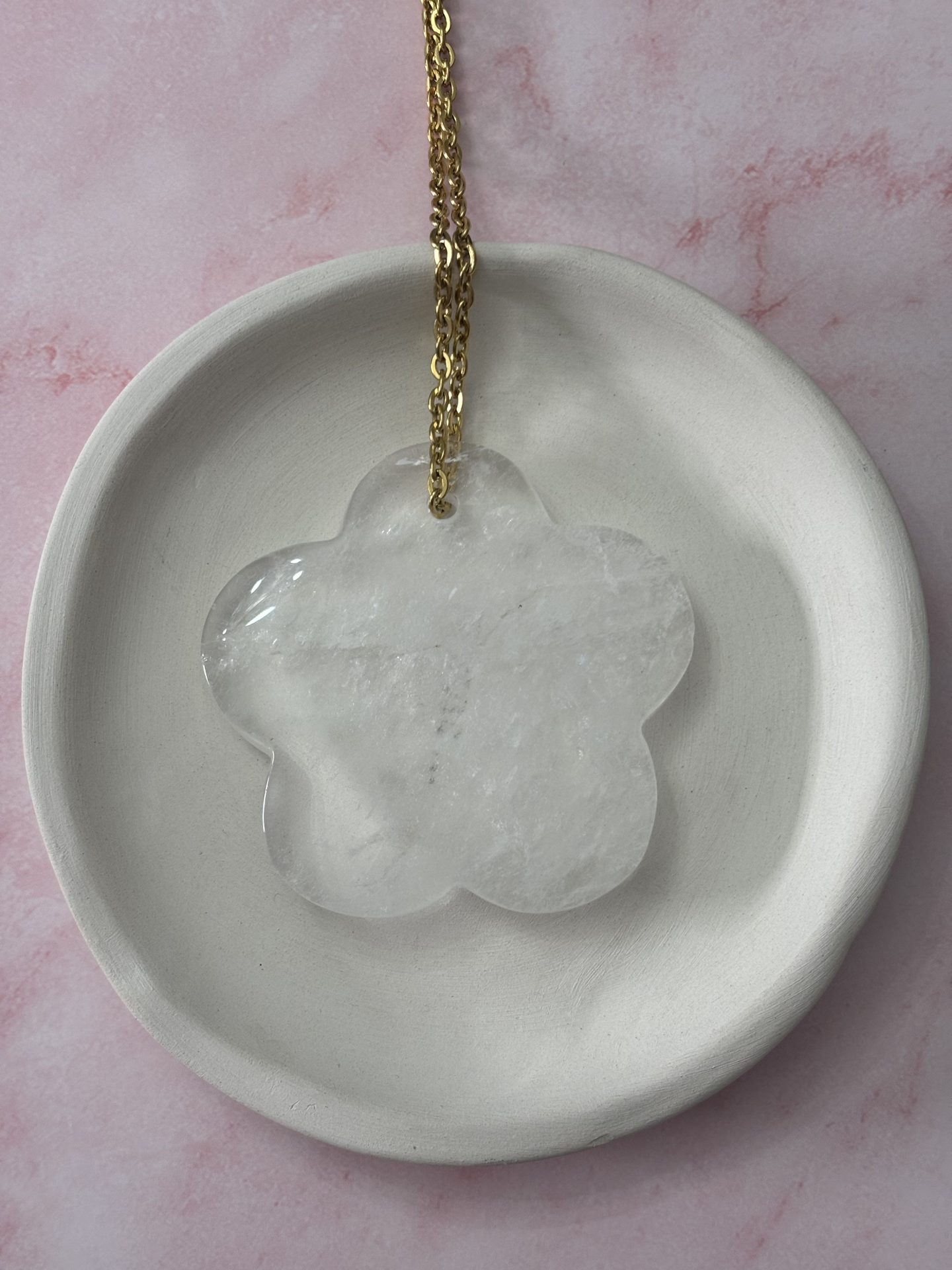 Sautoir Fleur en Cristal de Roche du Brésil A - Capsule Noël (Édition Limitée)