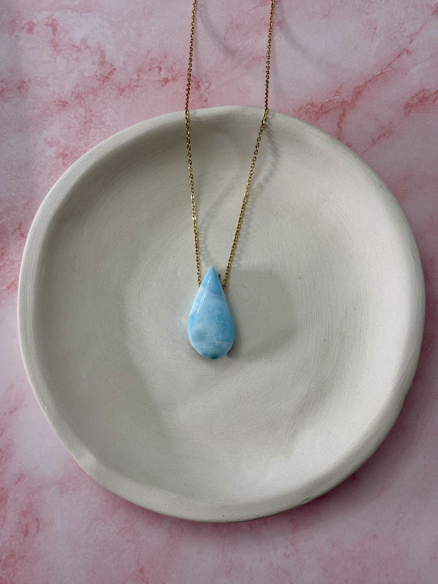 Collier Goutte Larimar de République Dominicaine AAA - Capsule Noël (Édition Limitée)