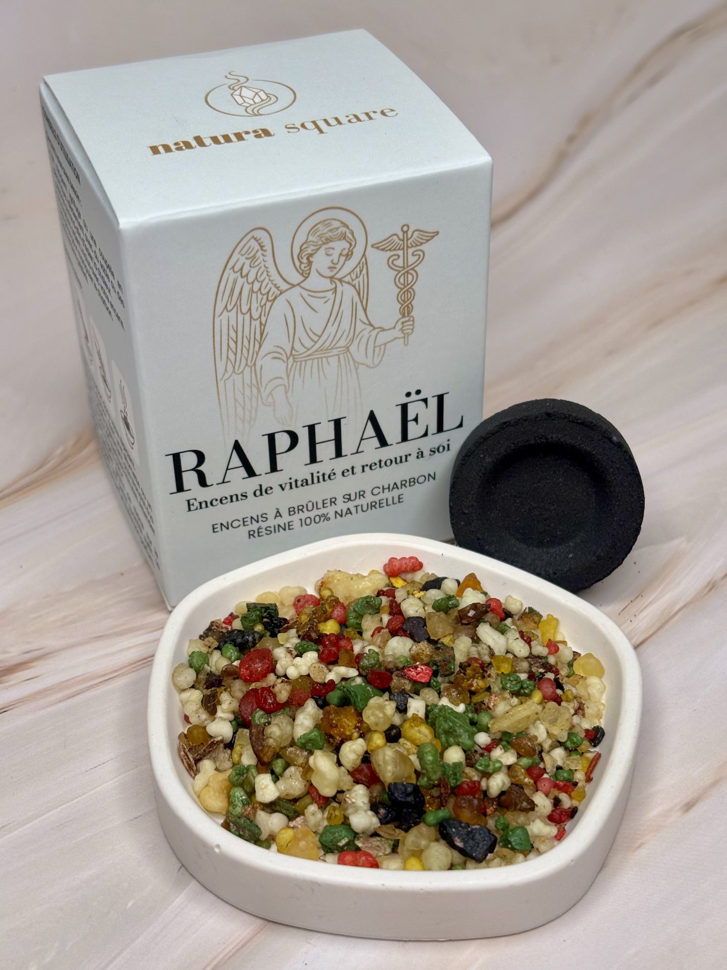 Résine d’Encens Archange Raphaël — Oliban 100% — Encens Traditionnel 100 % Naturel sur Charbon
