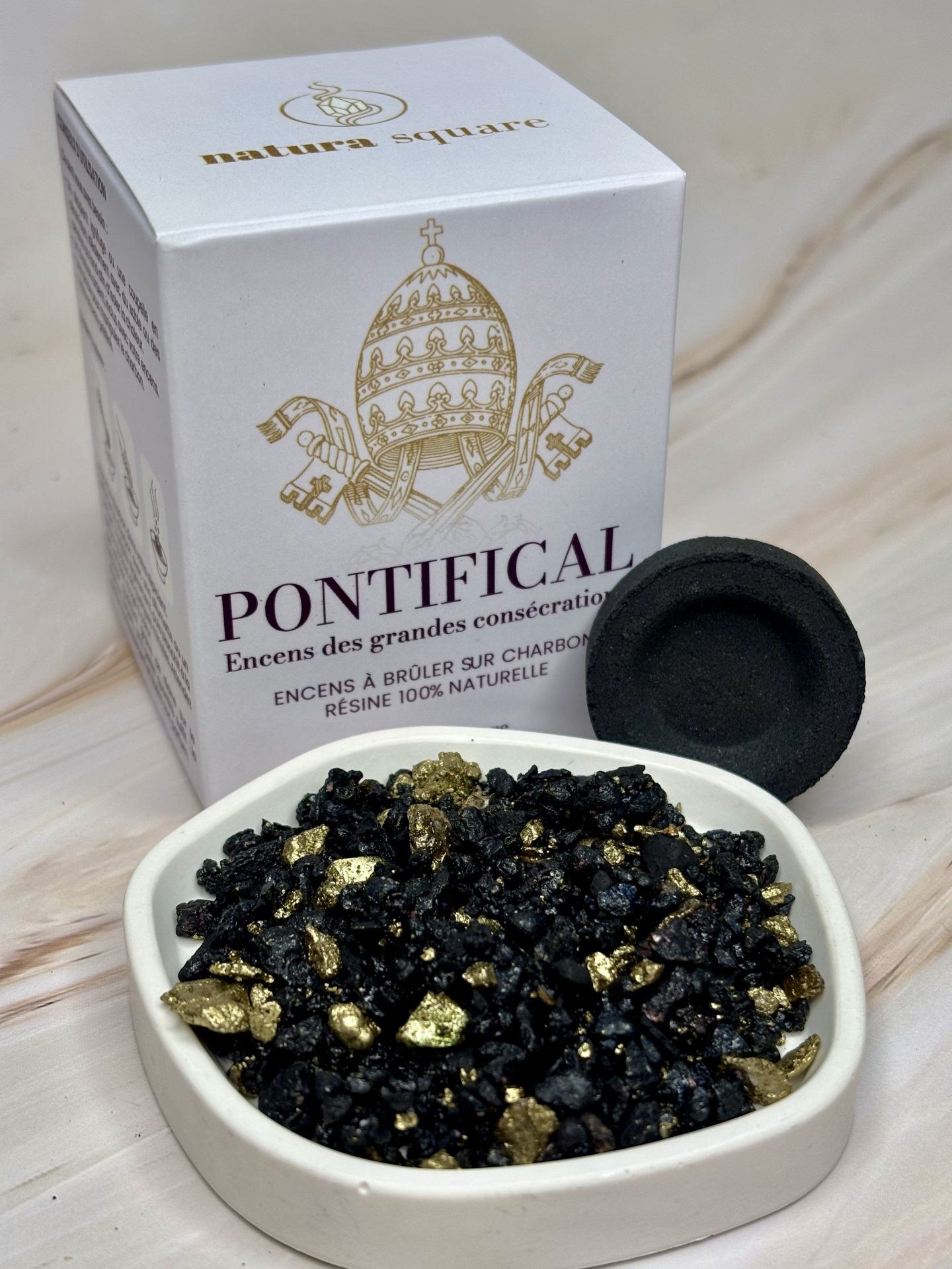 Résine d’Encens Pontifical — Oliban, Styrax, Dammar & Cannelle — Encens Traditionnel 100 % Naturel sur Charbon
