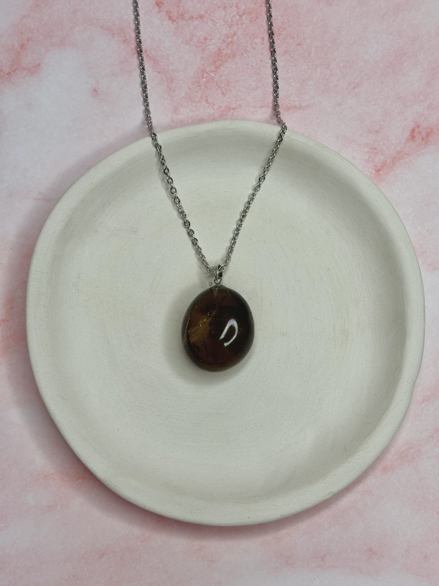 Collier Cabochon Quartz Fumé du Brésil AA+ - Capsule Noël (Edition Limitée)