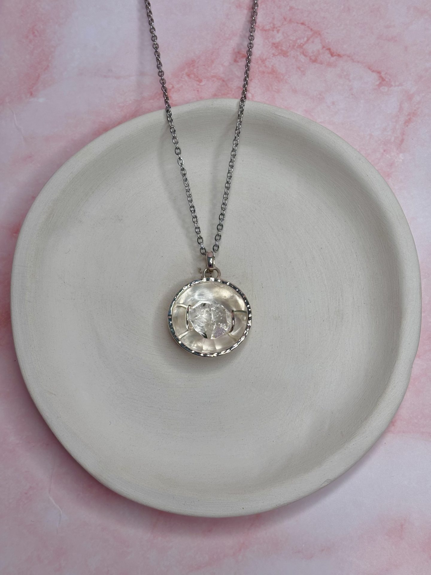 Collier Diamant Herkimer Coque en Argent 925 - Capsule Noël (Édition Limitée)