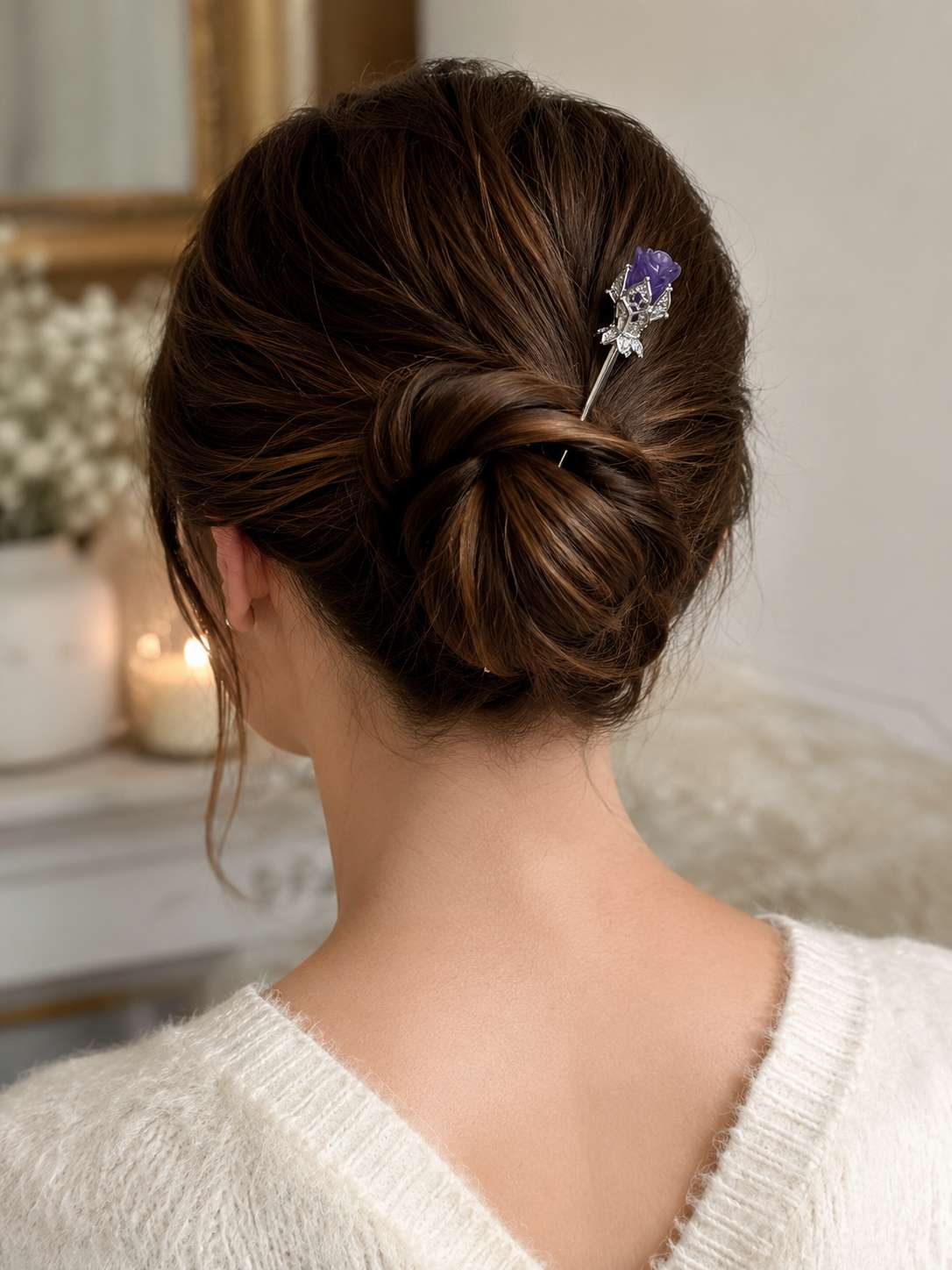 Pic à Chignon Fluorite Multicolore AA