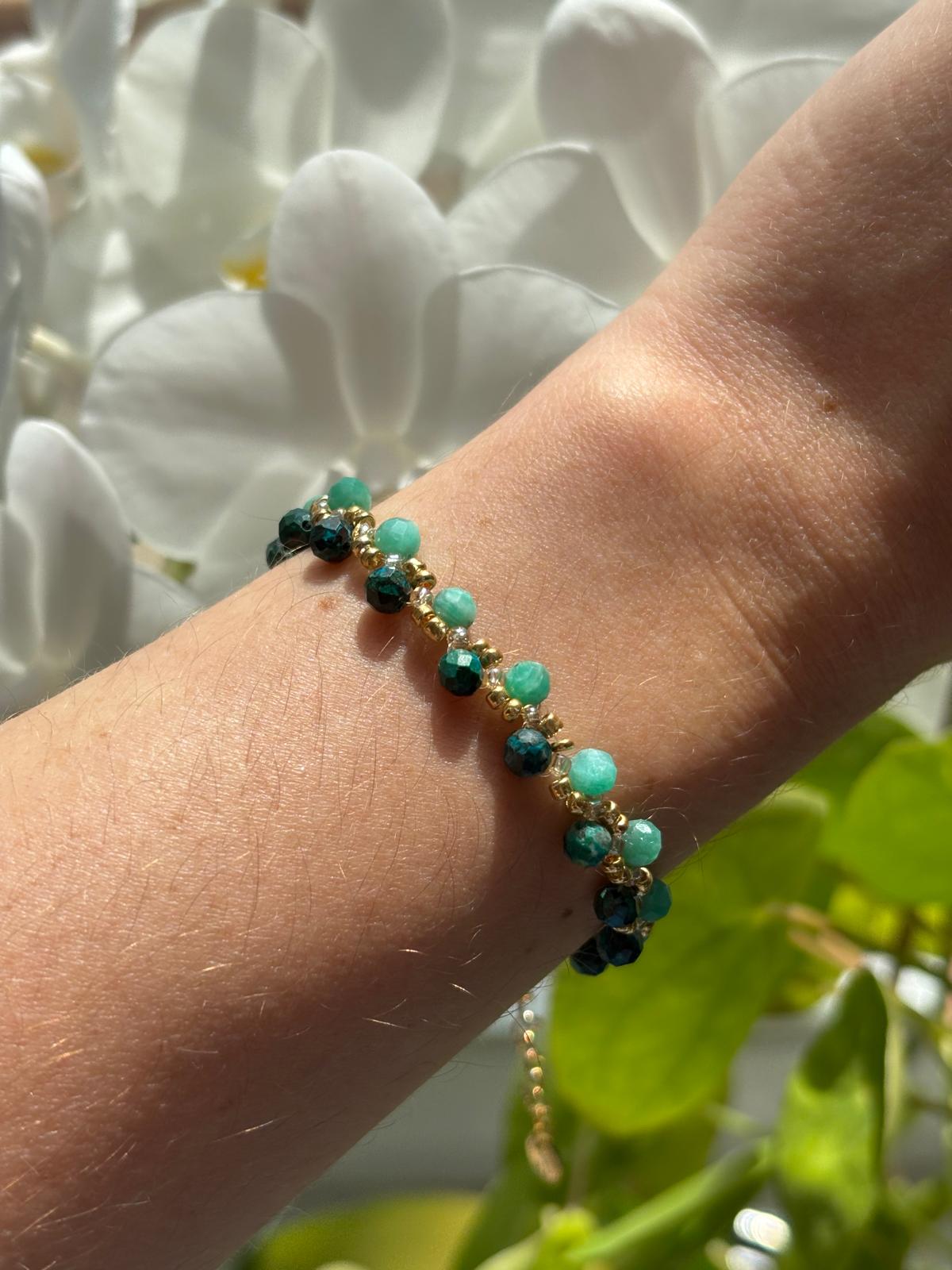 Bracelet Perles Facettées Chrysocolle AAA - Capsule Solaire
