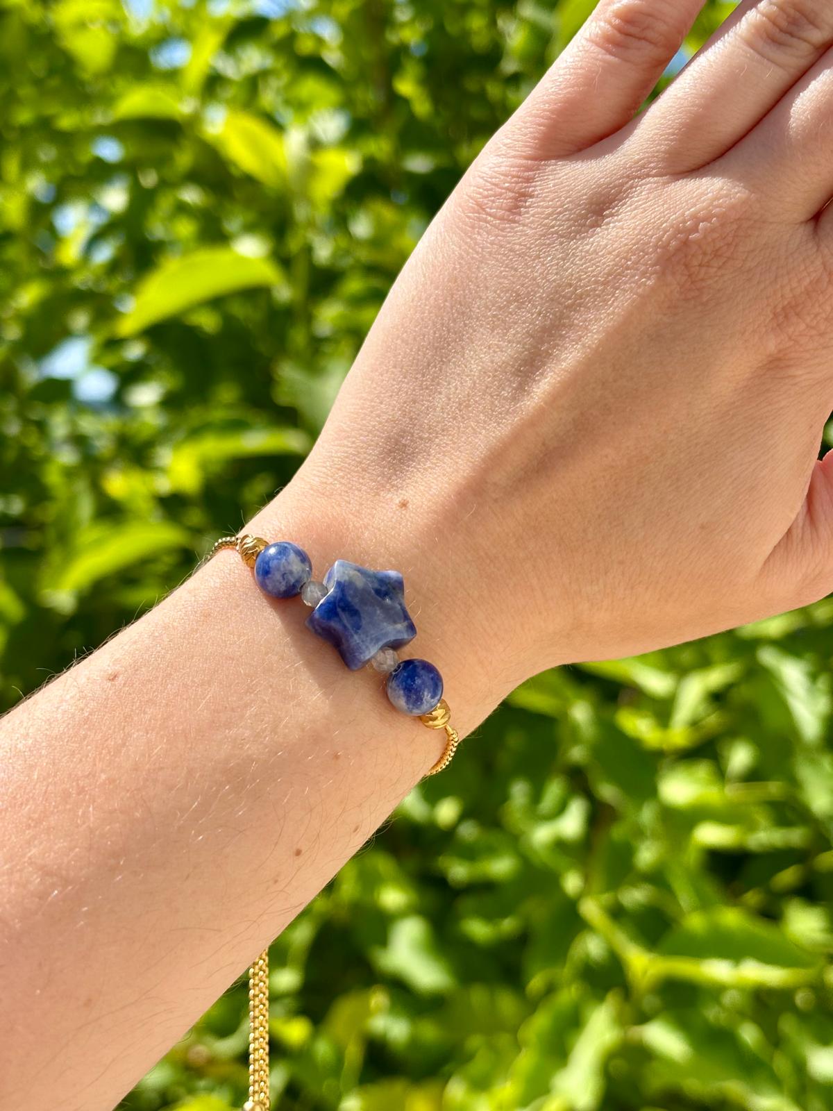 Bracelet Sodalite Etoile & Sphères AAA - Capsule Solaire