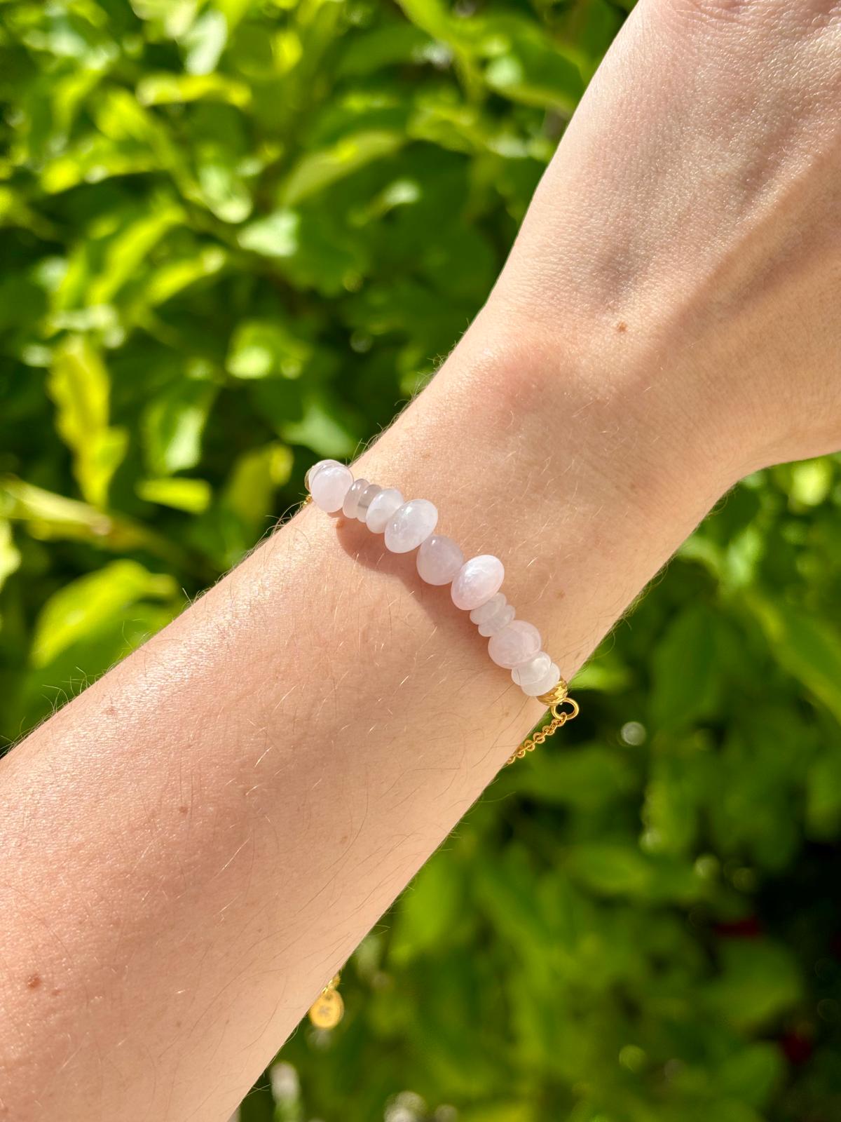Bracelet Galets Quartz Rose AAA - Capsule Solaire